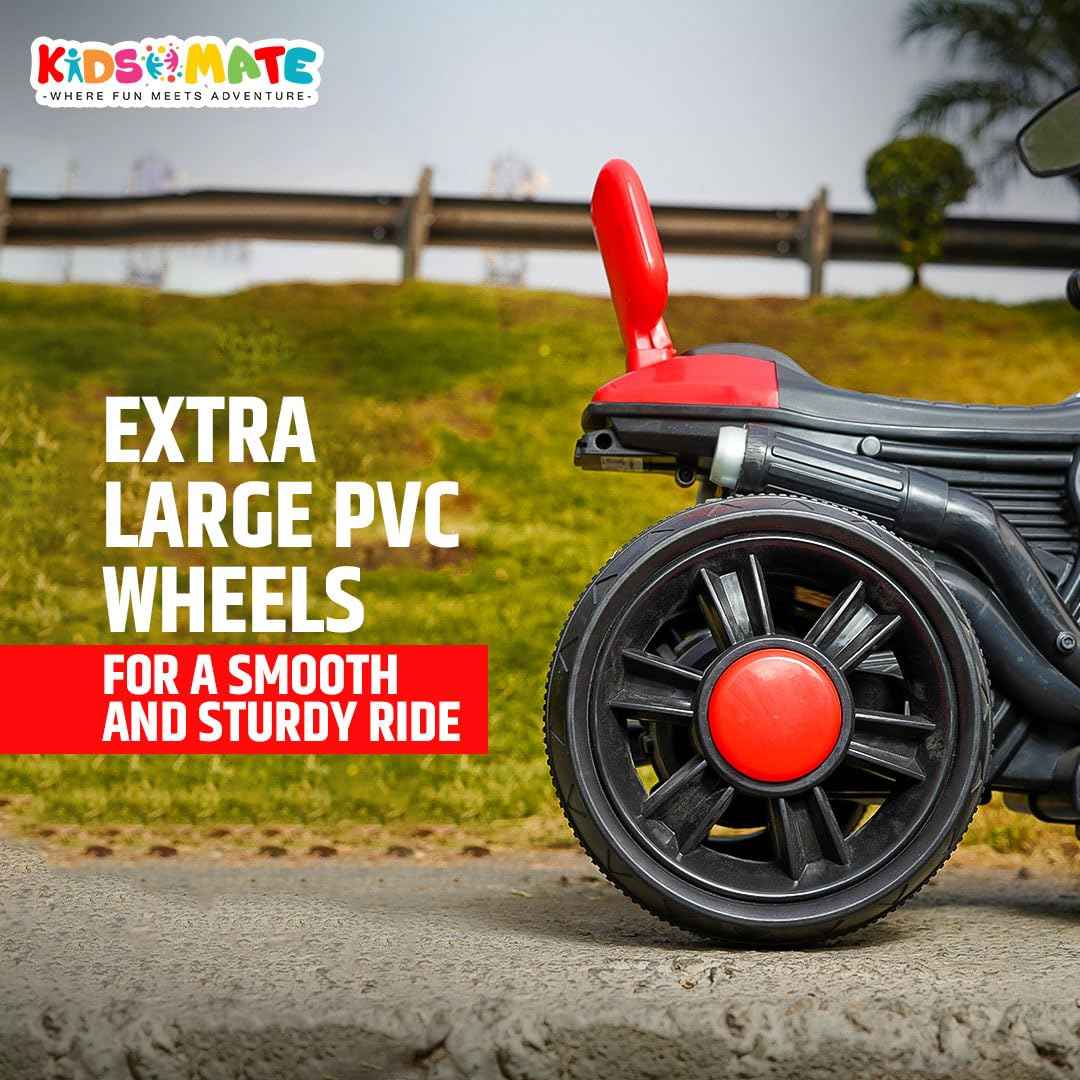 Kidsmate X-Power Ultimate Fun Electric Bike for Kids | 6V 4AH Battery, Dual Suspension with LED Lights & Comfy Backrest | Battery Bike for Kids for Ages 1-5 Years - Red