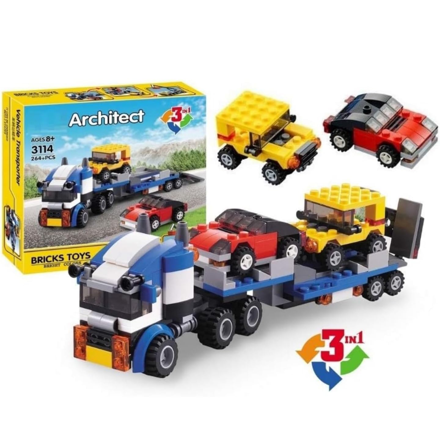 Umadiya® 36-in-1 Magic Building Blocks Set | 256+ Pieces | Creative Construction Toy for Kids | Includes Instruction Manual | Ideal for Boys & Girls Ages 6+ | DIY Brick Robot, Jet, Ship Models