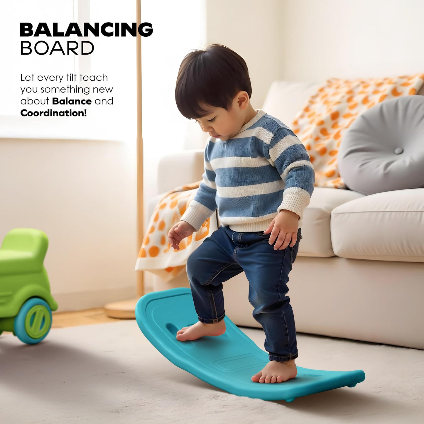 Happy Bear 3-in-1 Rock and Roll Ride-On | Push Car for 1 – 5 Years | Rocking Horse for Toddlers | Balance Board | Safe, Sturdy & Fun Indoor Toy - Yellow