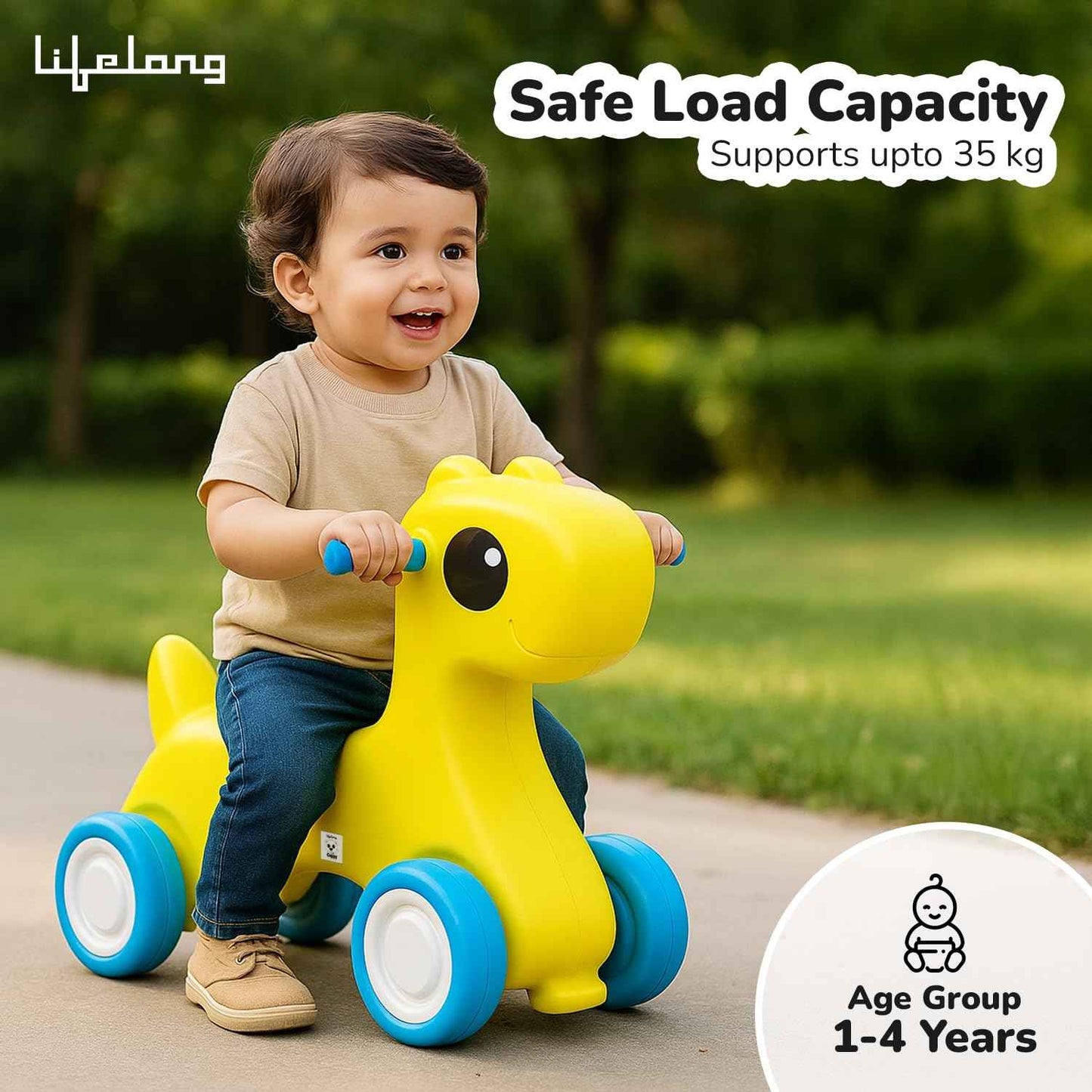 Lifelong Cuppy Caterpillar Ride-On for Kids 1+ Years|Fun Musical Ride with Lights|Safe,Sturdy & Round Edges Push Ride|Load Capacity 35kg|Indoor & Outdoor Play Vehicle for Boys & Girls(LLCR18),Pink