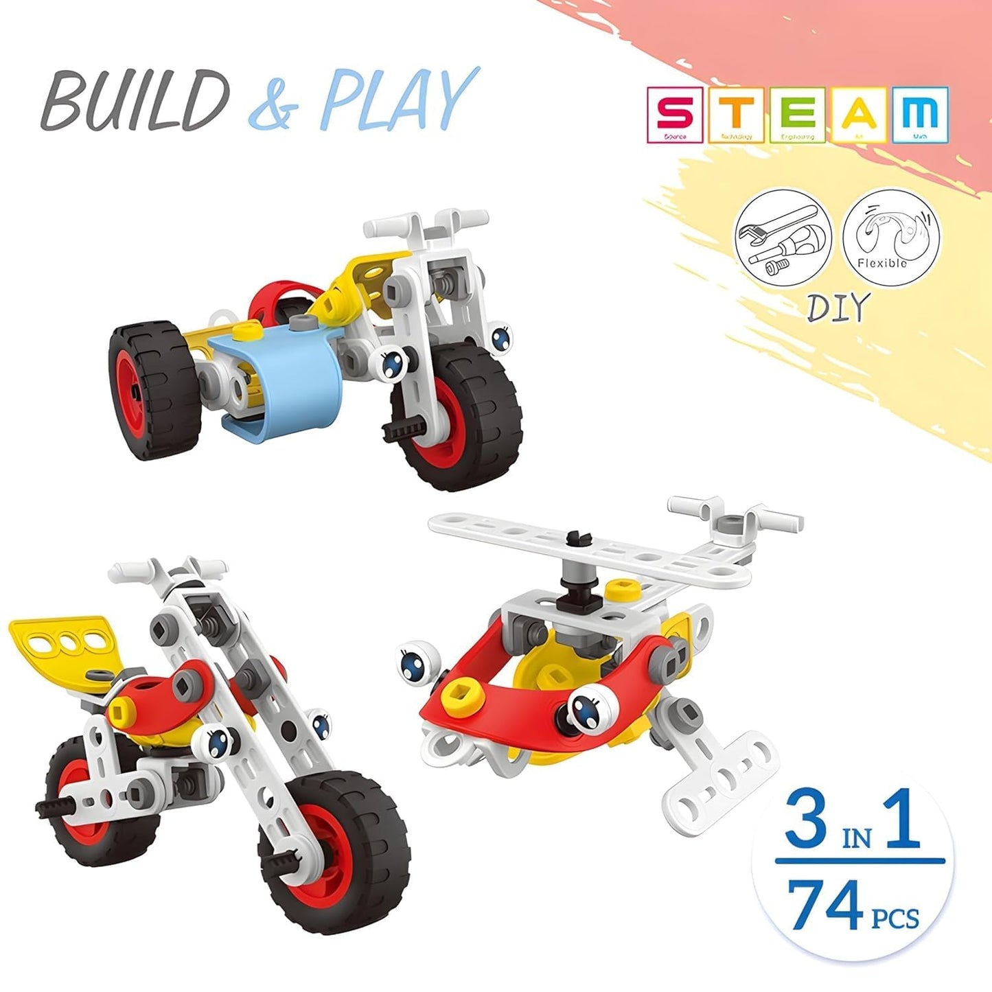 Umadiya® 36-in-1 Magic Building Blocks Set | 256+ Pieces | Creative Construction Toy for Kids | Includes Instruction Manual | Ideal for Boys & Girls Ages 6+ | DIY Brick Robot, Jet, Ship Models