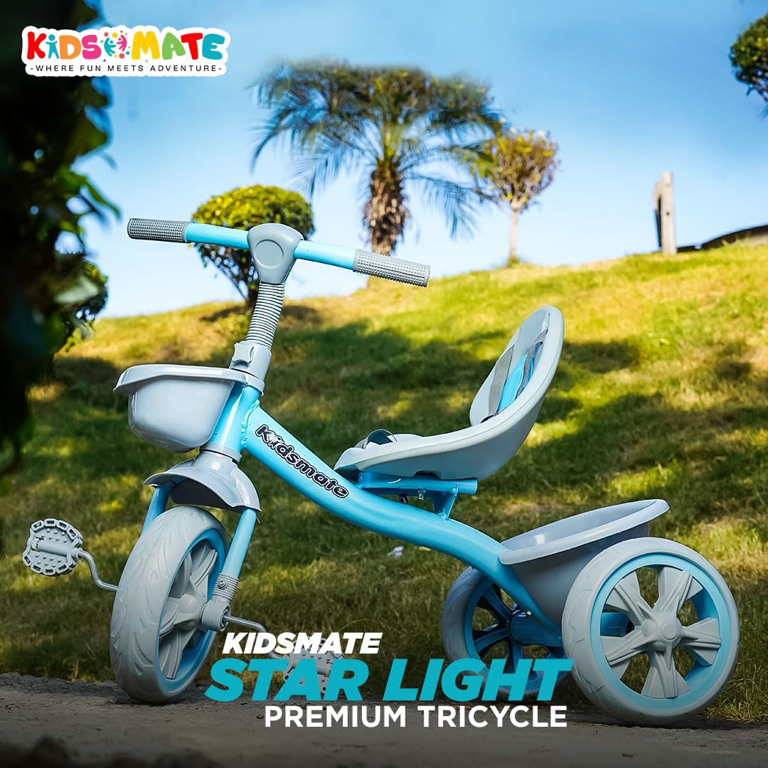 Kidsmate Xplorer 3-in-1 Tricycle for Kids | Durable Plug & Play Baby Trike with EVA Wheels, Safety Rail & Push Handle for Parents | Safe & Comfortable Ride for Toddlers 12-48 Months