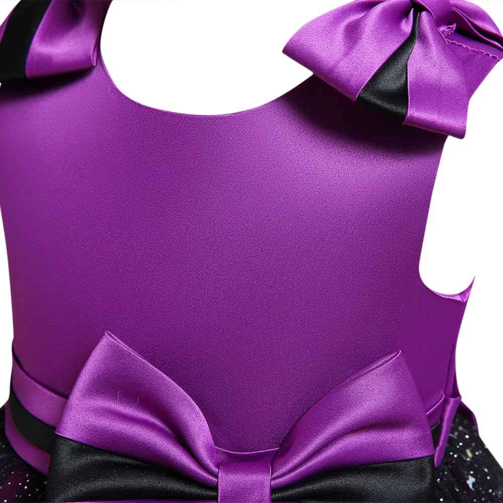 Hopscotch Girl's Fit And Flare Knee Length Polyester Bow Applique Party Knee-Length Dress