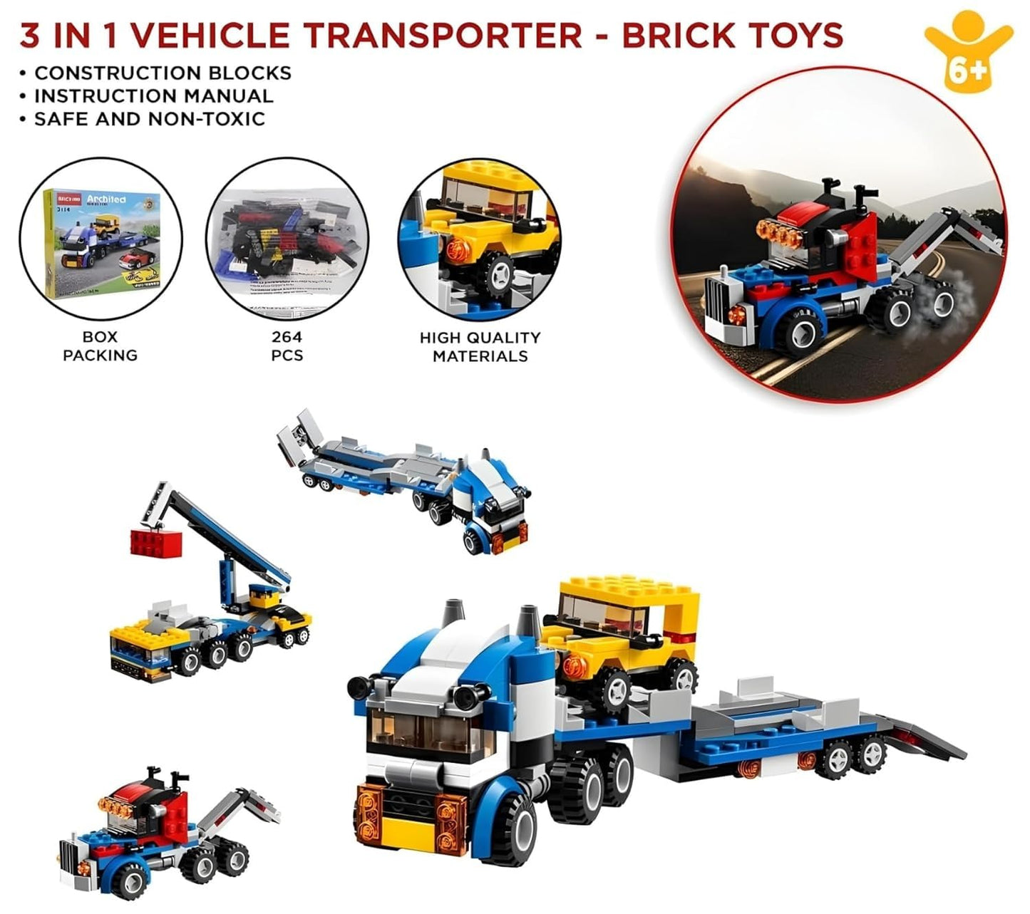 Umadiya® 36-in-1 Magic Building Blocks Set | 256+ Pieces | Creative Construction Toy for Kids | Includes Instruction Manual | Ideal for Boys & Girls Ages 6+ | DIY Brick Robot, Jet, Ship Models