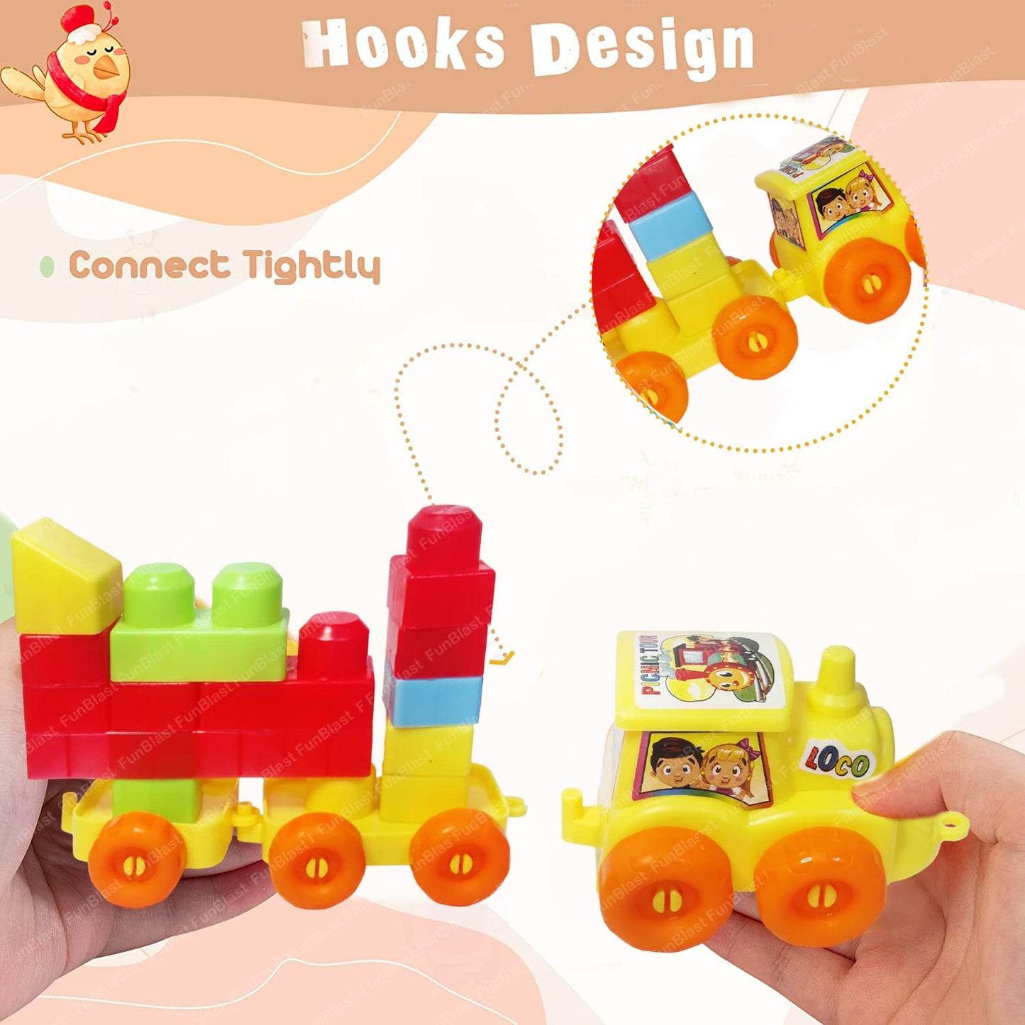 FunBlast DIY Plastic Building Blocks for Kids Building Blocks Toy for Kids Puzzle Games for Kid, Toys for Children Educational & Learning Toy for Kid, Girls & Boys - (250+ Blocks with 38 Wheels)