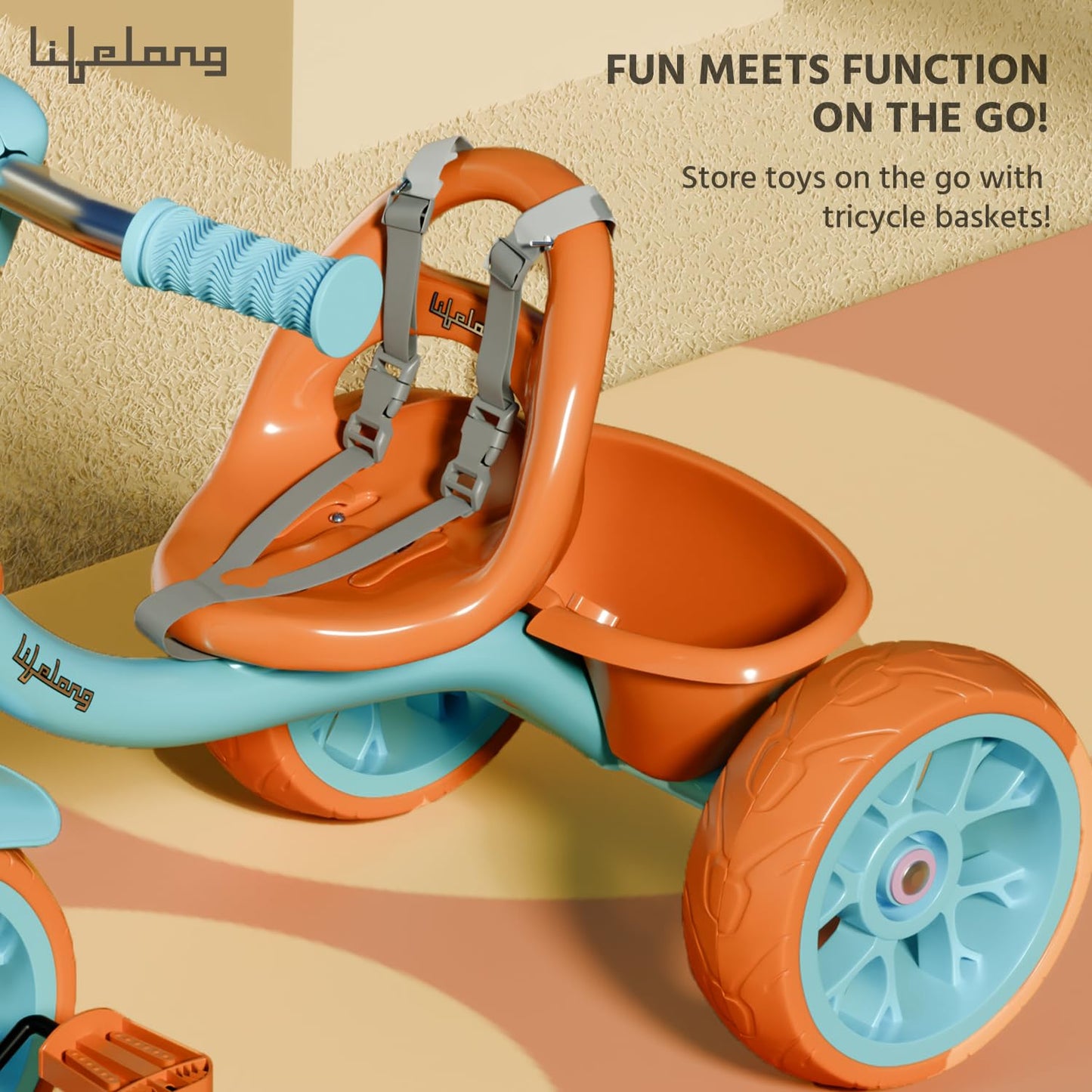 Lifelong Trike Cycle for Kids Cycle 2-5 Years - Tricycles for Boy & Girl - Baby Cycle - Bicycle for Kids - Bike with 3 EVA Wheels, Bell & Basket -Durable Tricycle with Parental Control