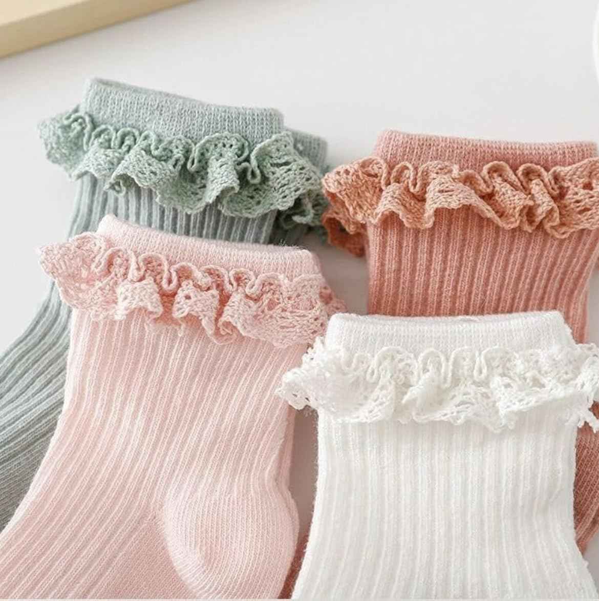 heartbury Cute and Colorful 100% Cotton Baby Girls Anti Slip Socks Frill &Ruffle Socks for Baby Girls, Grip socks for Baby