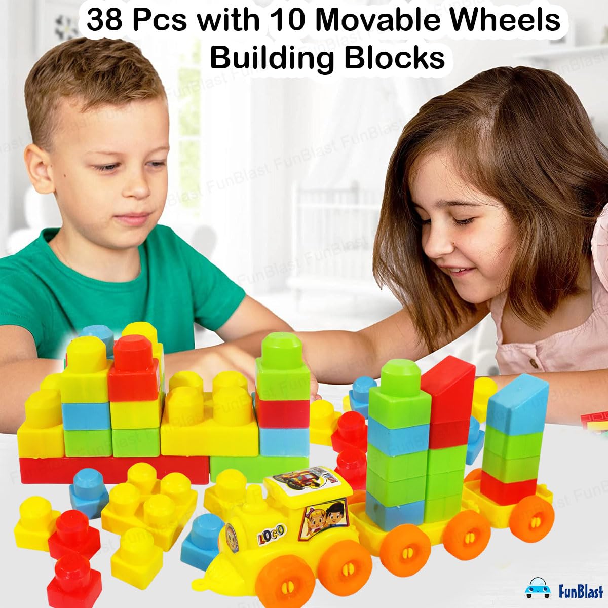 FunBlast DIY Plastic Building Blocks for Kids Building Blocks Toy for Kids Puzzle Games for Kid, Toys for Children Educational & Learning Toy for Kid, Girls & Boys - (250+ Blocks with 38 Wheels)