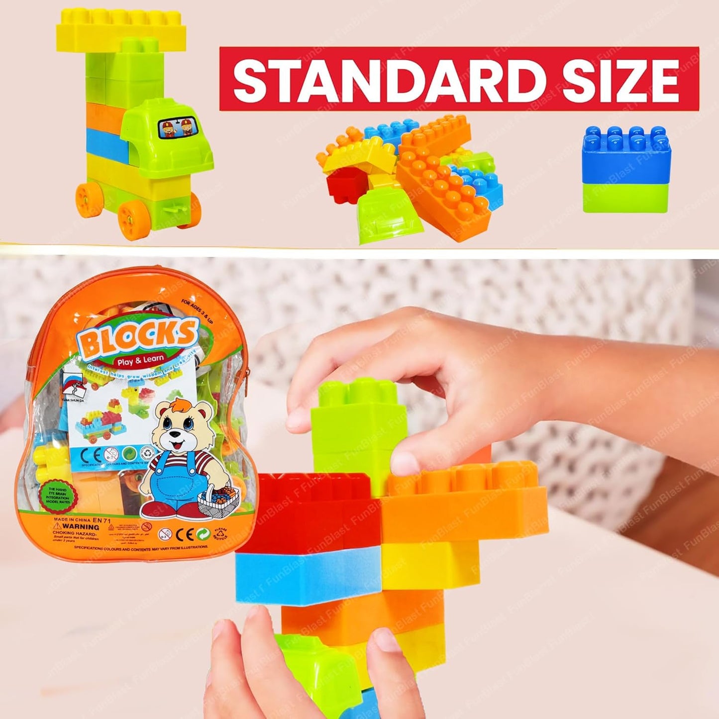 FunBlast DIY Plastic Building Blocks for Kids Building Blocks Toy for Kids Puzzle Games for Kid, Toys for Children Educational & Learning Toy for Kid, Girls & Boys - (250+ Blocks with 38 Wheels)