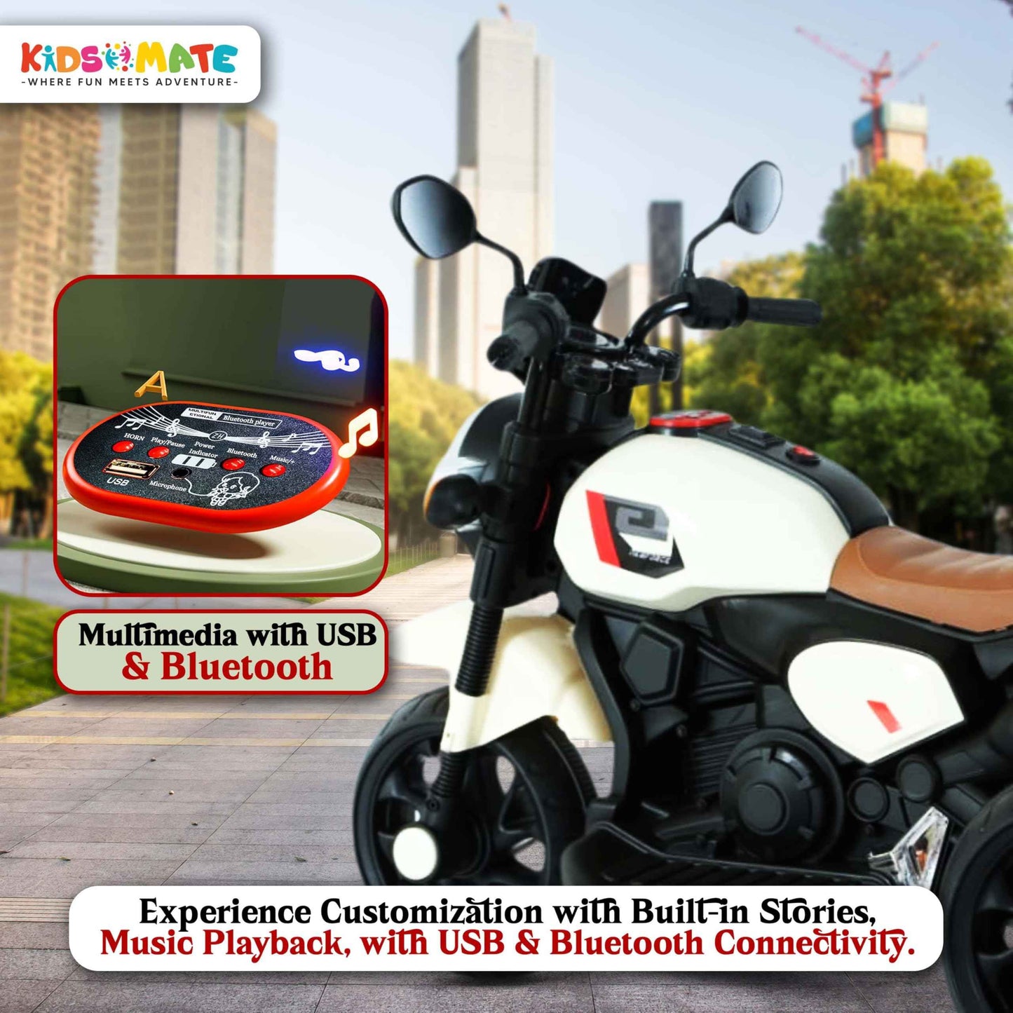 Kidsmate X-Power Ultimate Fun Electric Bike for Kids | 6V 4AH Battery, Dual Suspension with LED Lights & Comfy Backrest | Battery Bike for Kids for Ages 1-5 Years - Red
