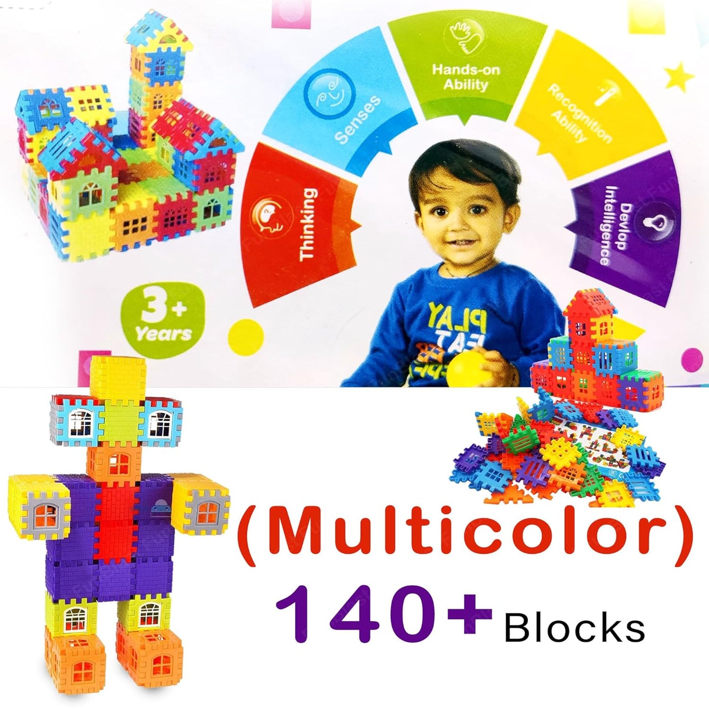 FunBlast DIY Plastic Building Blocks for Kids Building Blocks Toy for Kids Puzzle Games for Kid, Toys for Children Educational & Learning Toy for Kid, Girls & Boys - (250+ Blocks with 38 Wheels)