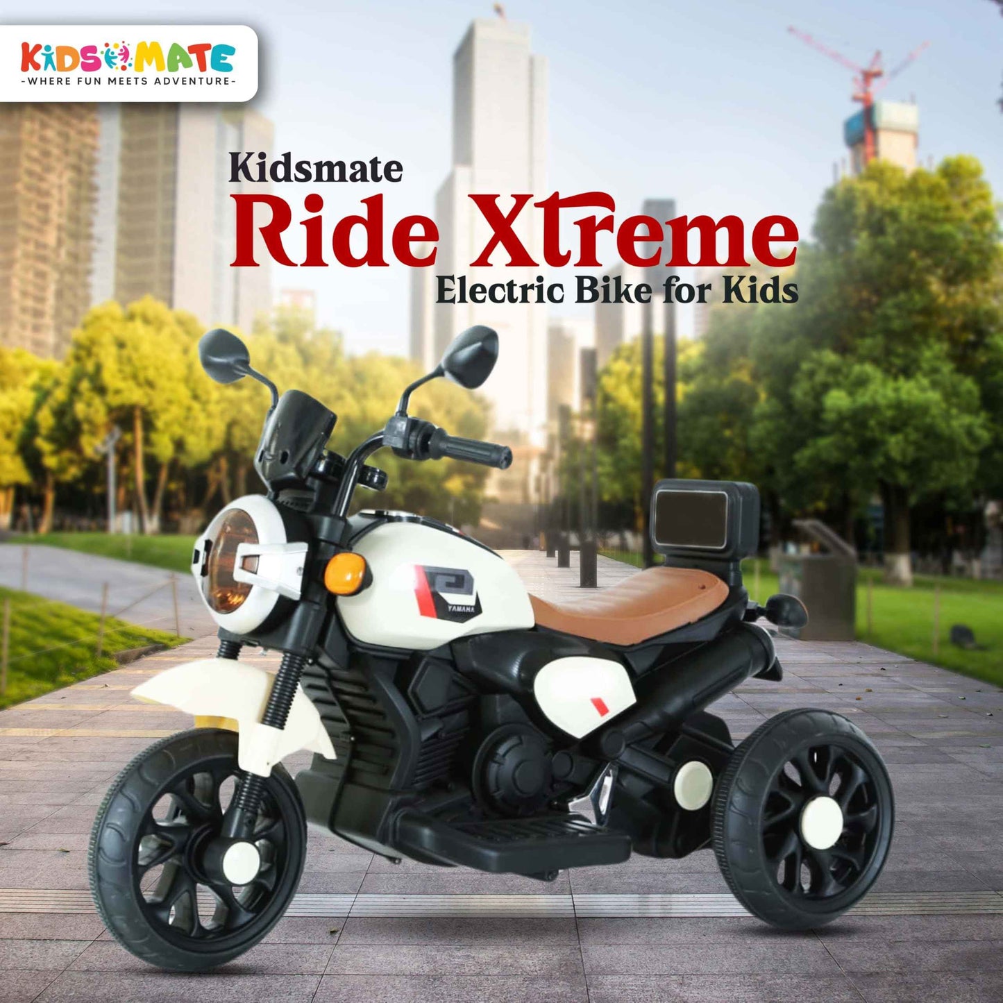 Kidsmate X-Power Ultimate Fun Electric Bike for Kids | 6V 4AH Battery, Dual Suspension with LED Lights & Comfy Backrest | Battery Bike for Kids for Ages 1-5 Years - Red