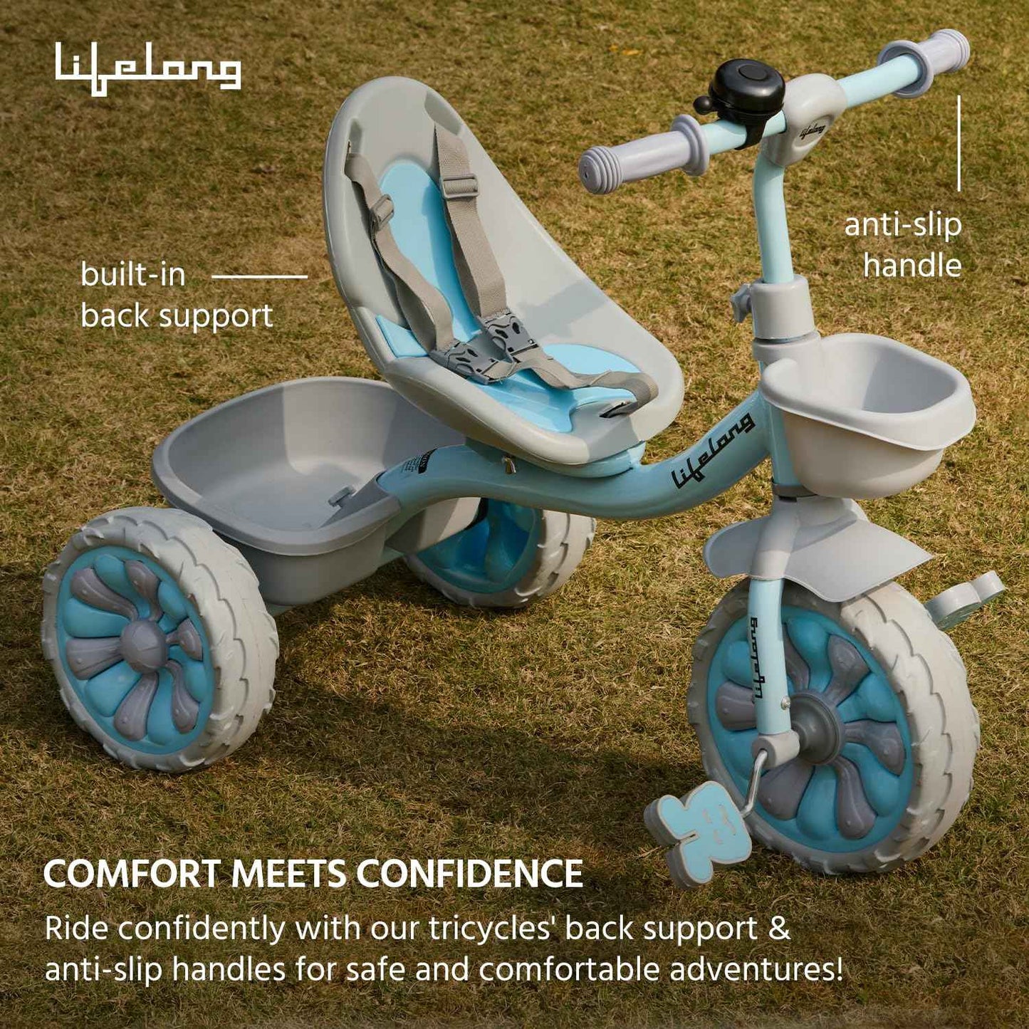 Lifelong Trike Cycle for Kids Cycle 2-5 Years - Tricycles for Boy & Girl - Baby Cycle - Bicycle for Kids - Bike with 3 EVA Wheels, Bell & Basket -Durable Tricycle with Parental Control
