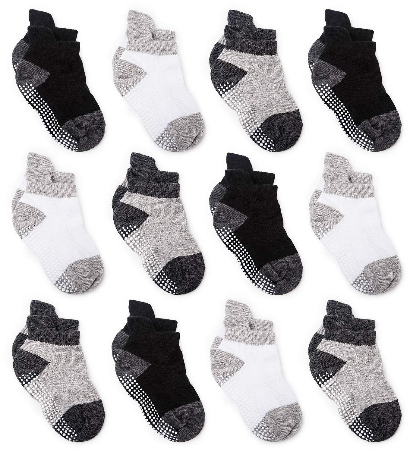 ZAPLES Baby Non Slip Grip Ankle Socks with Non Skid Soles for Infants Toddlers Kids Boys Girls