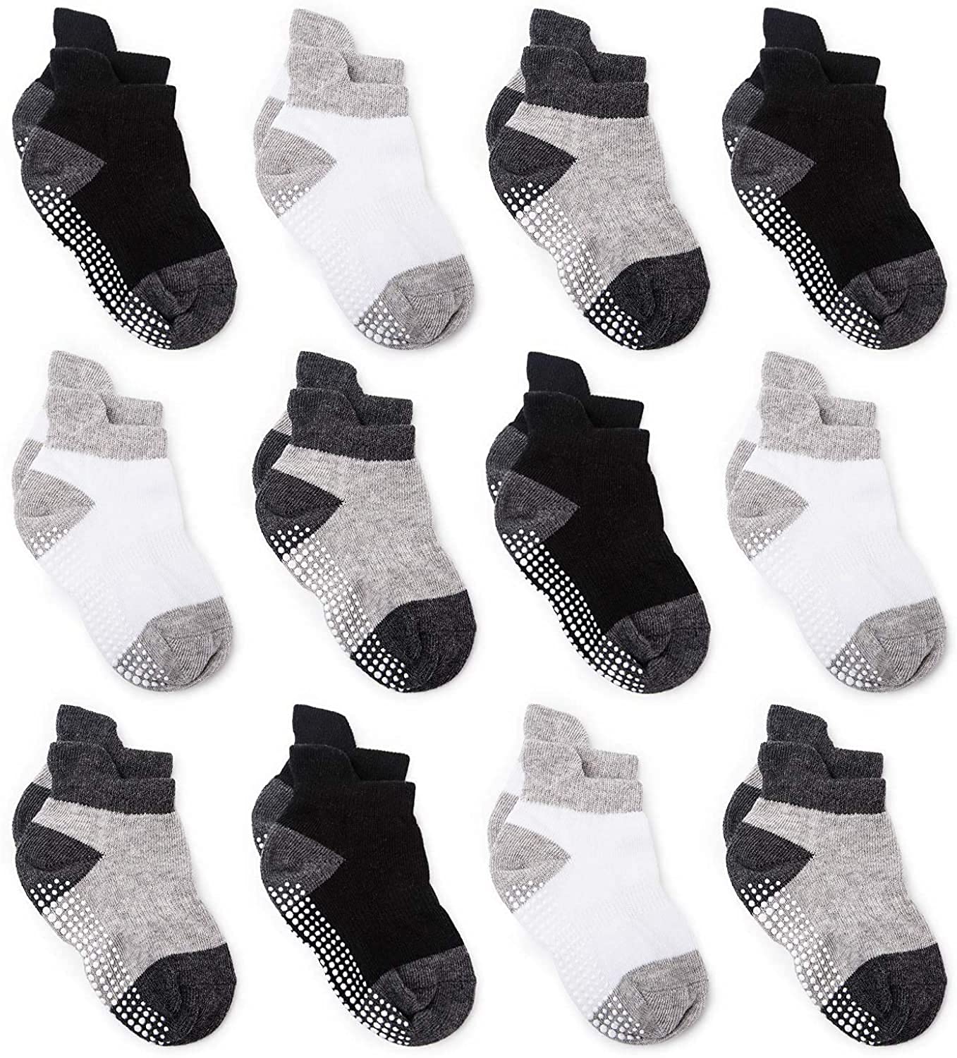 ZAPLES Baby Non Slip Grip Ankle Socks with Non Skid Soles for Infants Toddlers Kids Boys Girls
