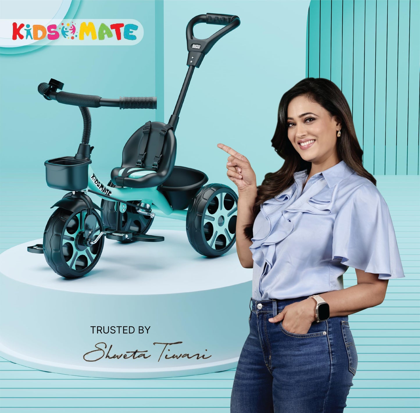 Kidsmate Xplorer 3-in-1 Tricycle for Kids | Durable Plug & Play Baby Trike with EVA Wheels, Safety Rail & Push Handle for Parents | Safe & Comfortable Ride for Toddlers 12-48 Months