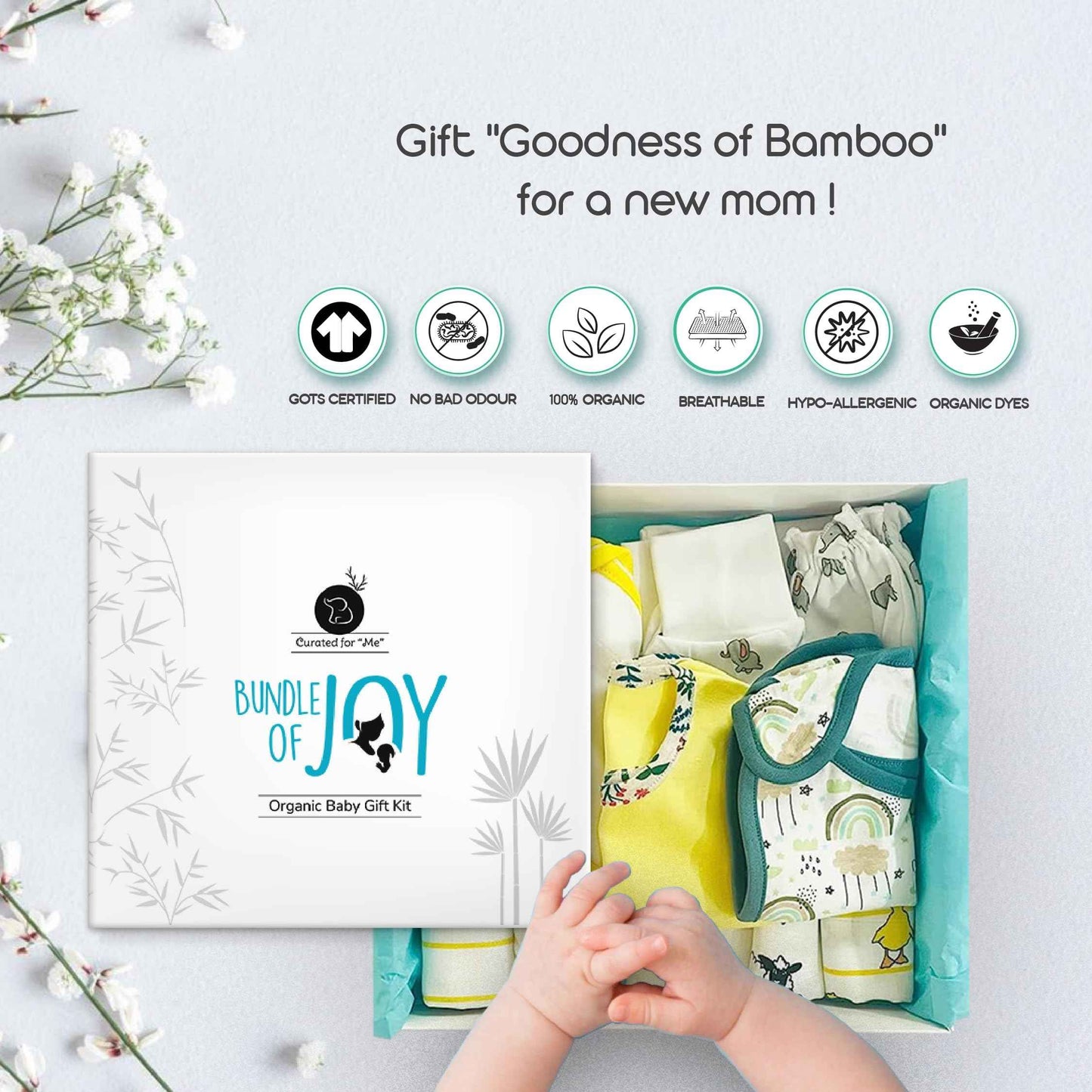 TINYLANE - Curated For You! Newborn Baby Products Gift Set (13 Pcs), Essential Clothing Gift Kit For Infants Of 0-3 Years, Swaddles, Bibs, Cap, Booties, Mittens & Washcloths, Ideal Baby Shower Gift Pack