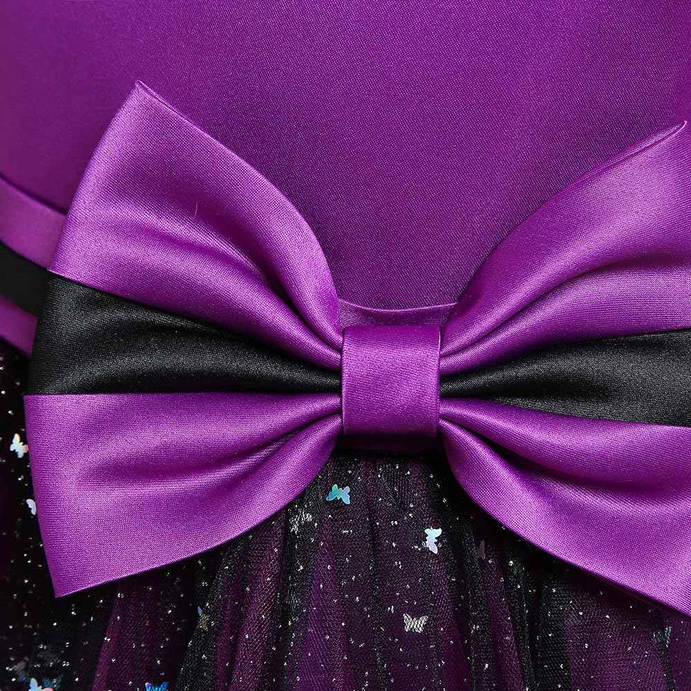 Hopscotch Girl's Fit And Flare Knee Length Polyester Bow Applique Party Knee-Length Dress