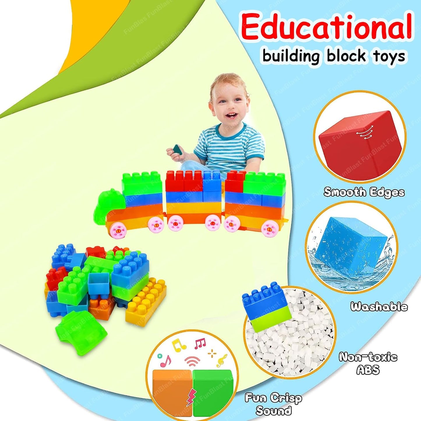 FunBlast DIY Plastic Building Blocks for Kids Building Blocks Toy for Kids Puzzle Games for Kid, Toys for Children Educational & Learning Toy for Kid, Girls & Boys - (250+ Blocks with 38 Wheels)