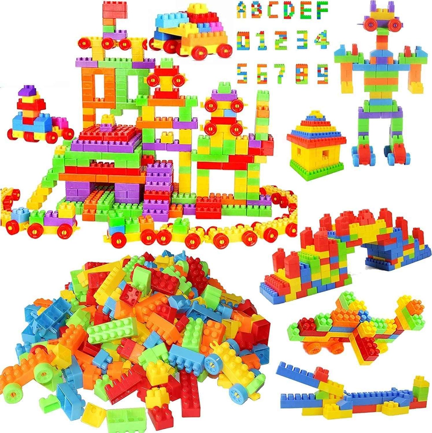 FunBlast DIY Plastic Building Blocks for Kids Building Blocks Toy for Kids Puzzle Games for Kid, Toys for Children Educational & Learning Toy for Kid, Girls & Boys - (250+ Blocks with 38 Wheels)