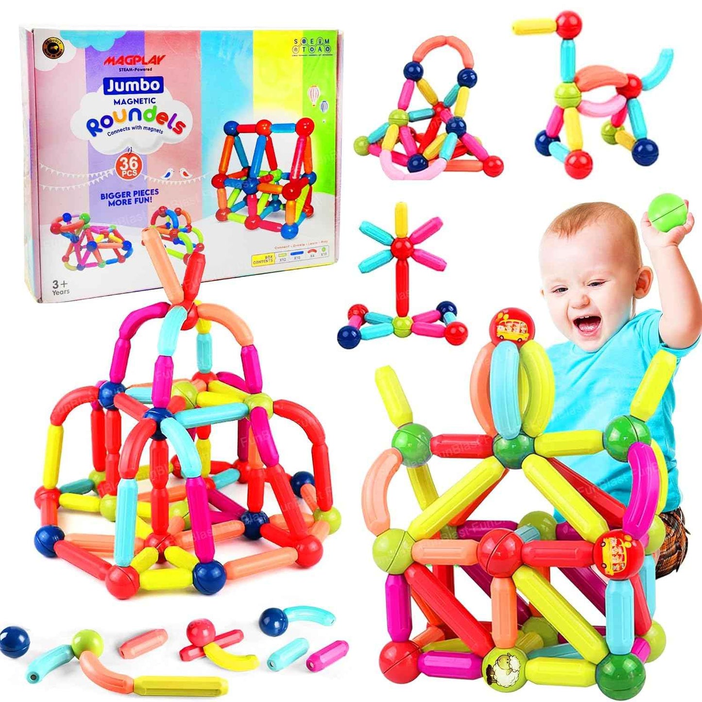 FunBlast DIY Plastic Building Blocks for Kids Building Blocks Toy for Kids Puzzle Games for Kid, Toys for Children Educational & Learning Toy for Kid, Girls & Boys - (250+ Blocks with 38 Wheels)