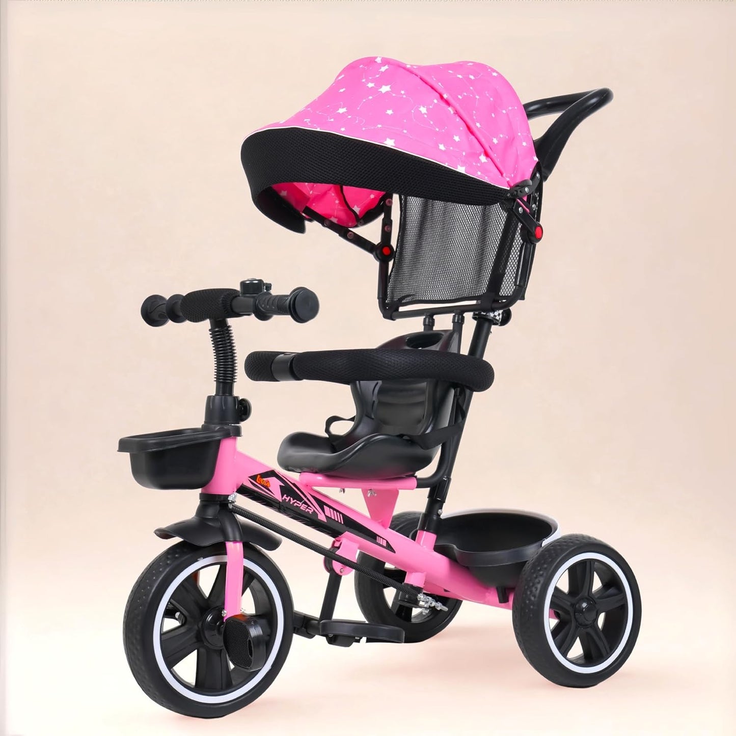 Luusa® TFT Hyper 500 PRO Canopy Plug N Play Tricycle/Baby Tricycle with Parental Control for Age Group 2+ Years Boys/Girls/Carrying Capacity Upto 30-KGS Proudly Made in India (ICE-Blue)