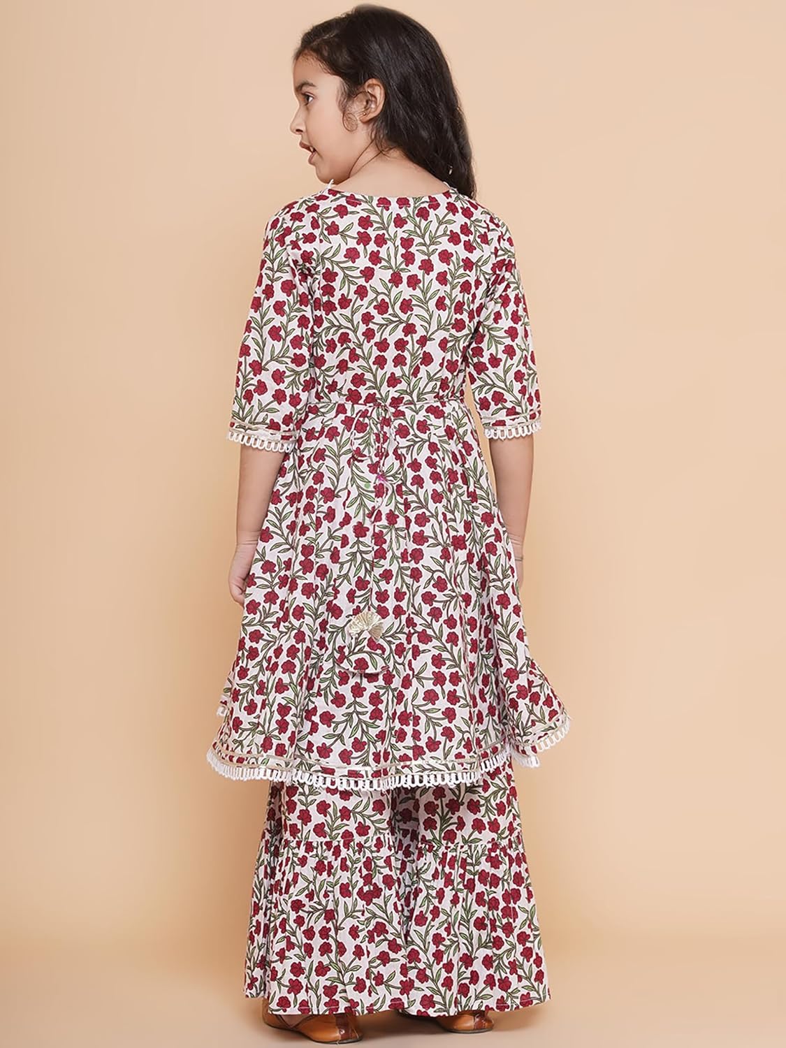 Naixa Girls Rayon Fabric Floral Printed 3/4 Sleeve Sharara Dress Set For All Occasion salwar suit