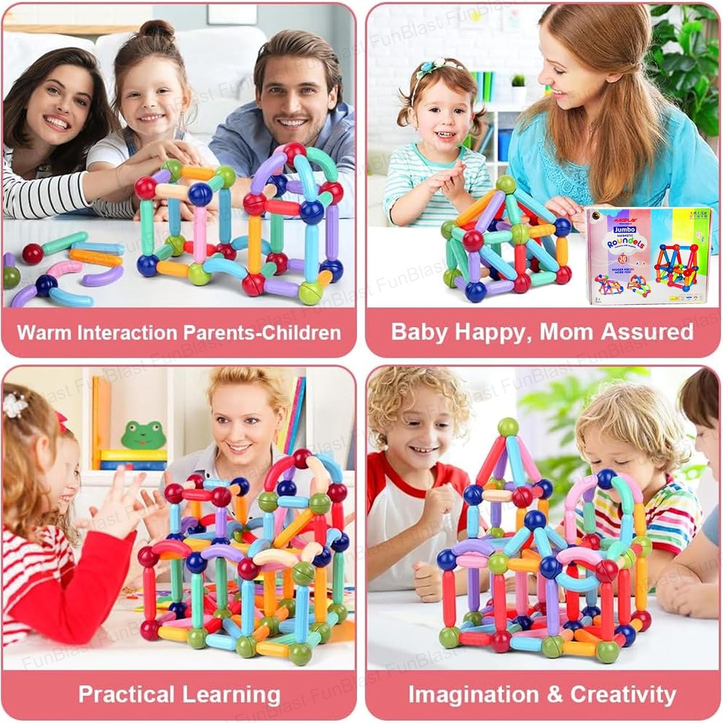 FunBlast DIY Plastic Building Blocks for Kids Building Blocks Toy for Kids Puzzle Games for Kid, Toys for Children Educational & Learning Toy for Kid, Girls & Boys - (250+ Blocks with 38 Wheels)