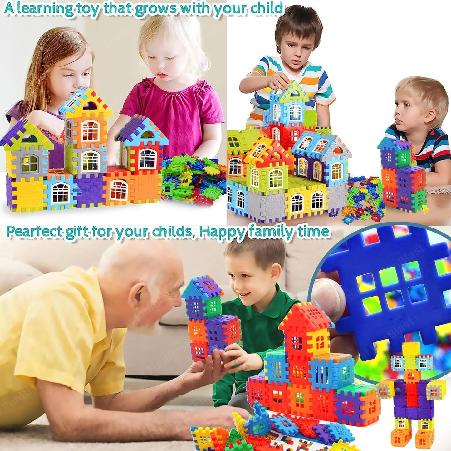 FunBlast DIY Plastic Building Blocks for Kids Building Blocks Toy for Kids Puzzle Games for Kid, Toys for Children Educational & Learning Toy for Kid, Girls & Boys - (250+ Blocks with 38 Wheels)