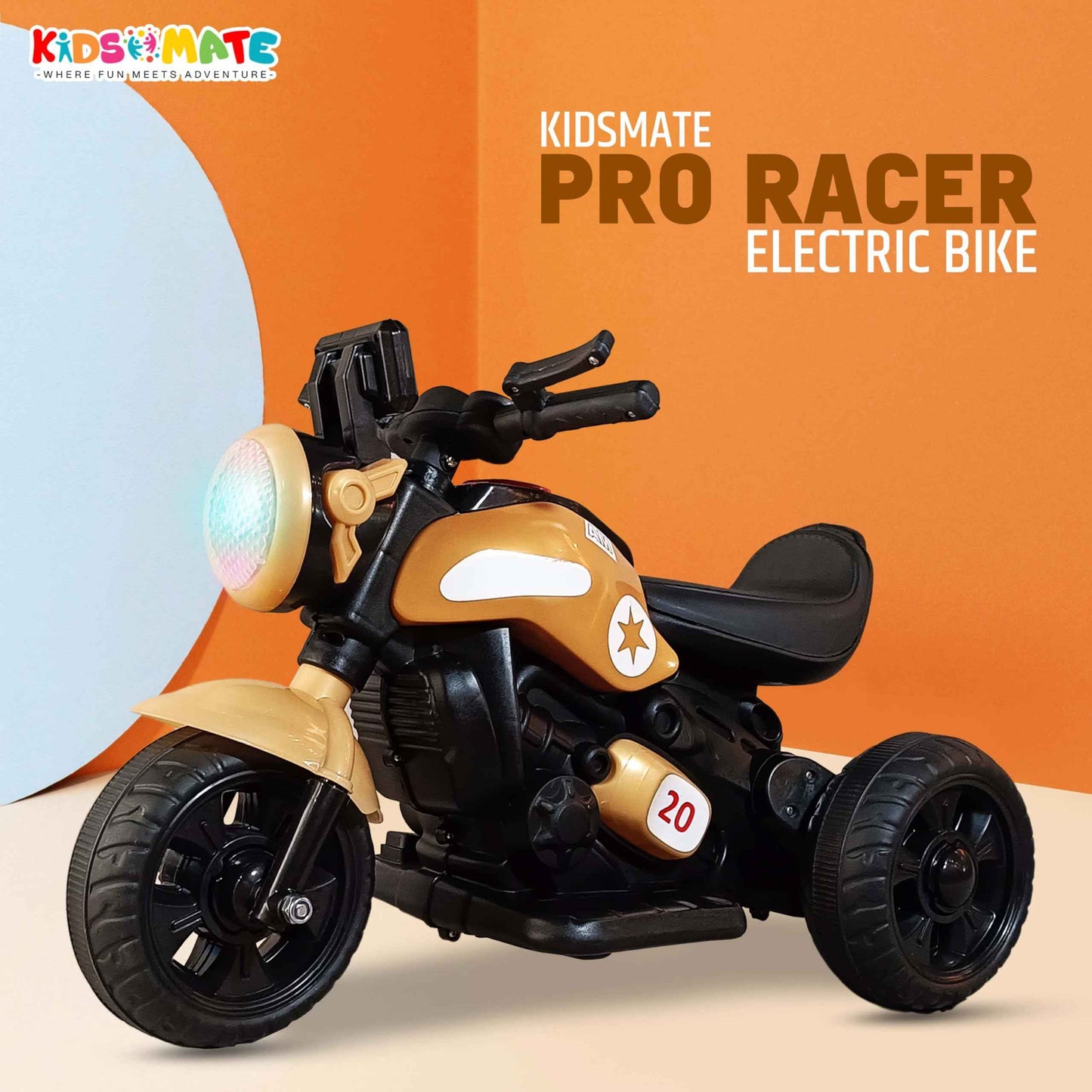 Kidsmate Urban Cruiser Electric Ride-On Bike for Kids | Stylish Chopper Design with LED Lights, Music & USB Bluetooth | 6V Battery-Powered Kids Motor Bike for Boys & Girls 1-5 Yrs - Red