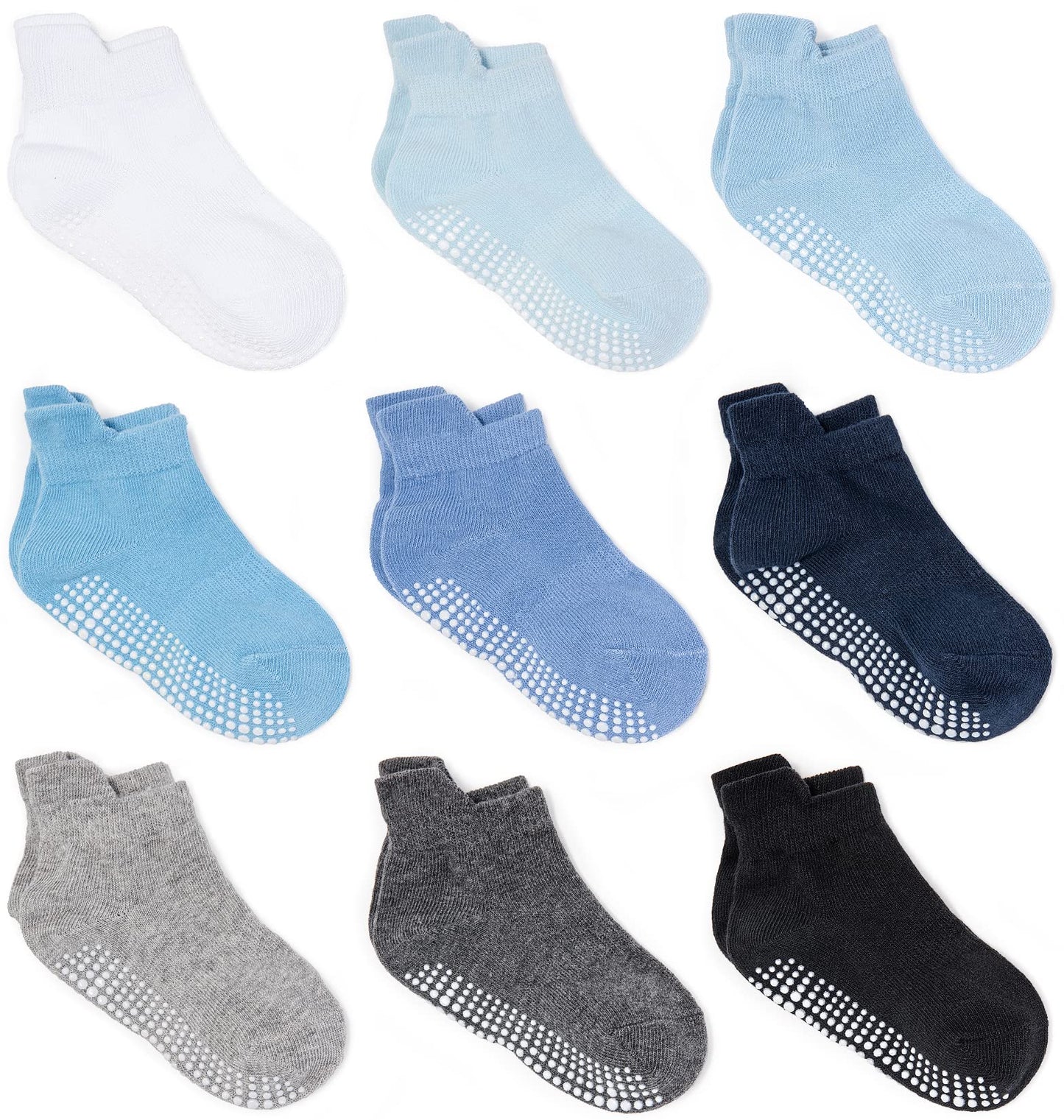 ZAPLES Baby Non Slip Grip Ankle Socks with Non Skid Soles for Infants Toddlers Kids Boys Girls