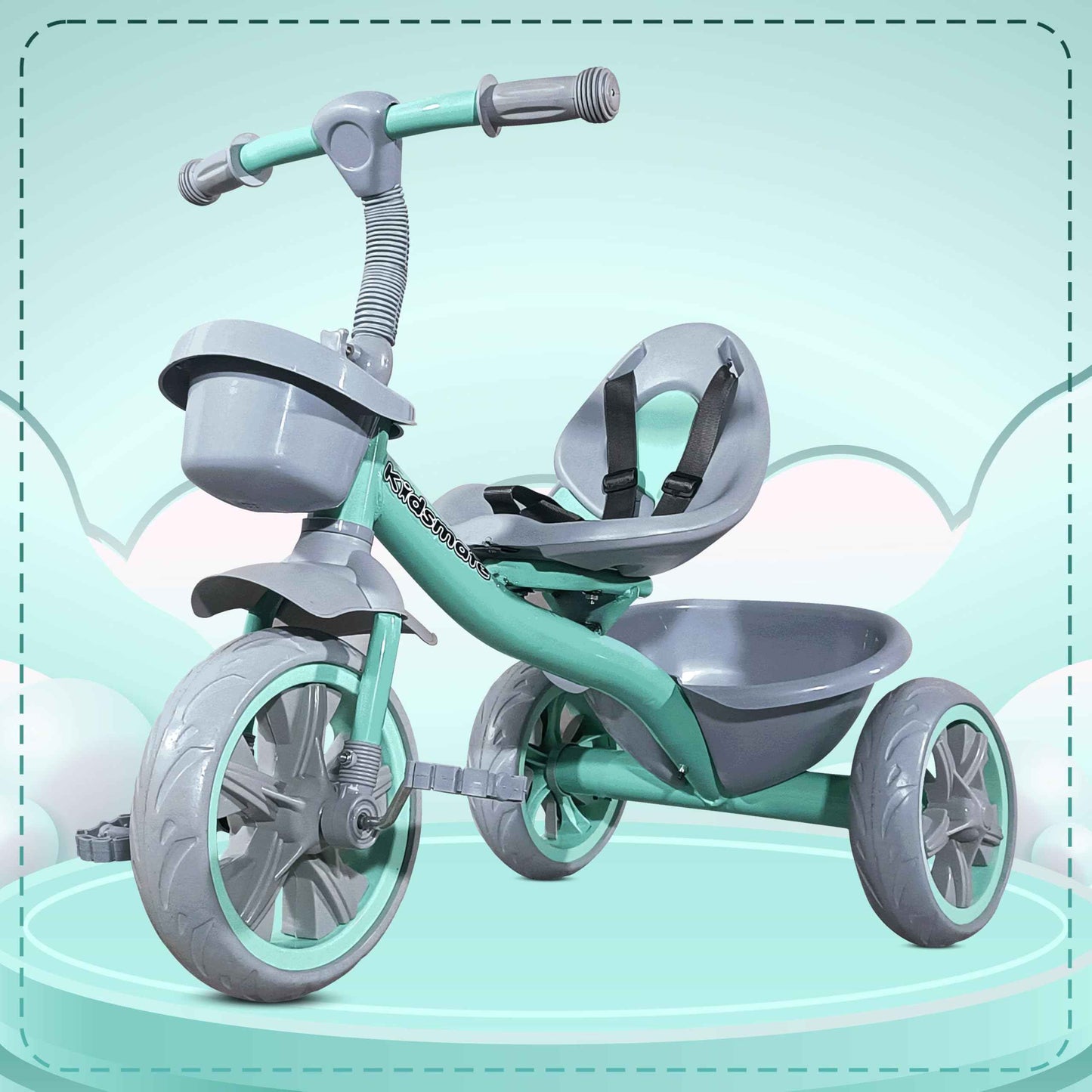 Kidsmate Xplorer 3-in-1 Tricycle for Kids | Durable Plug & Play Baby Trike with EVA Wheels, Safety Rail & Push Handle for Parents | Safe & Comfortable Ride for Toddlers 12-48 Months - Blue