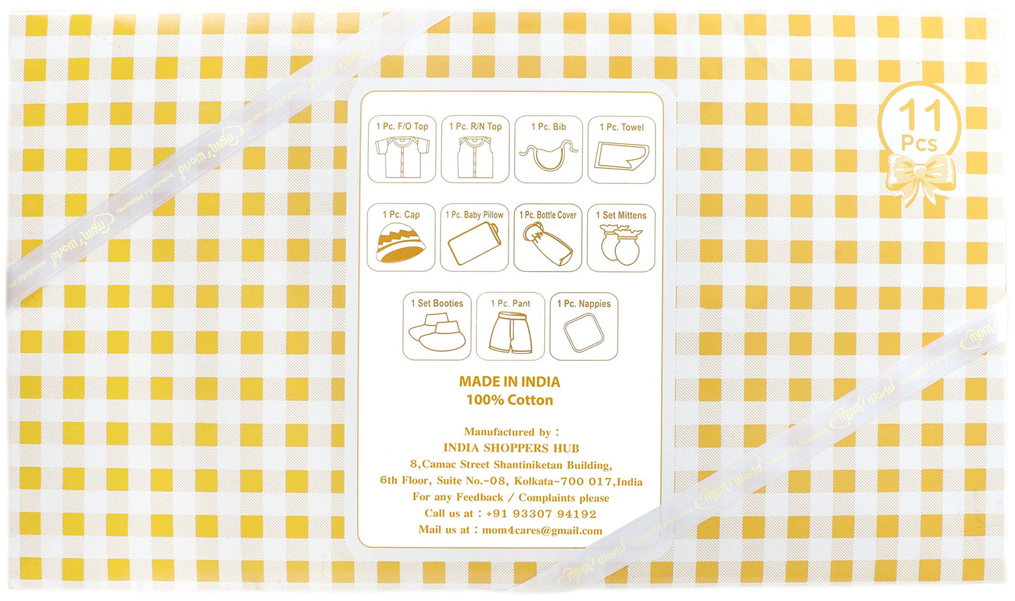 MOM CARE Newborn Baby Gift Set Has All Newborn Baby Essential Clothes in Baby Gift Set for or Girls Unisex 11 pcs Yellow
