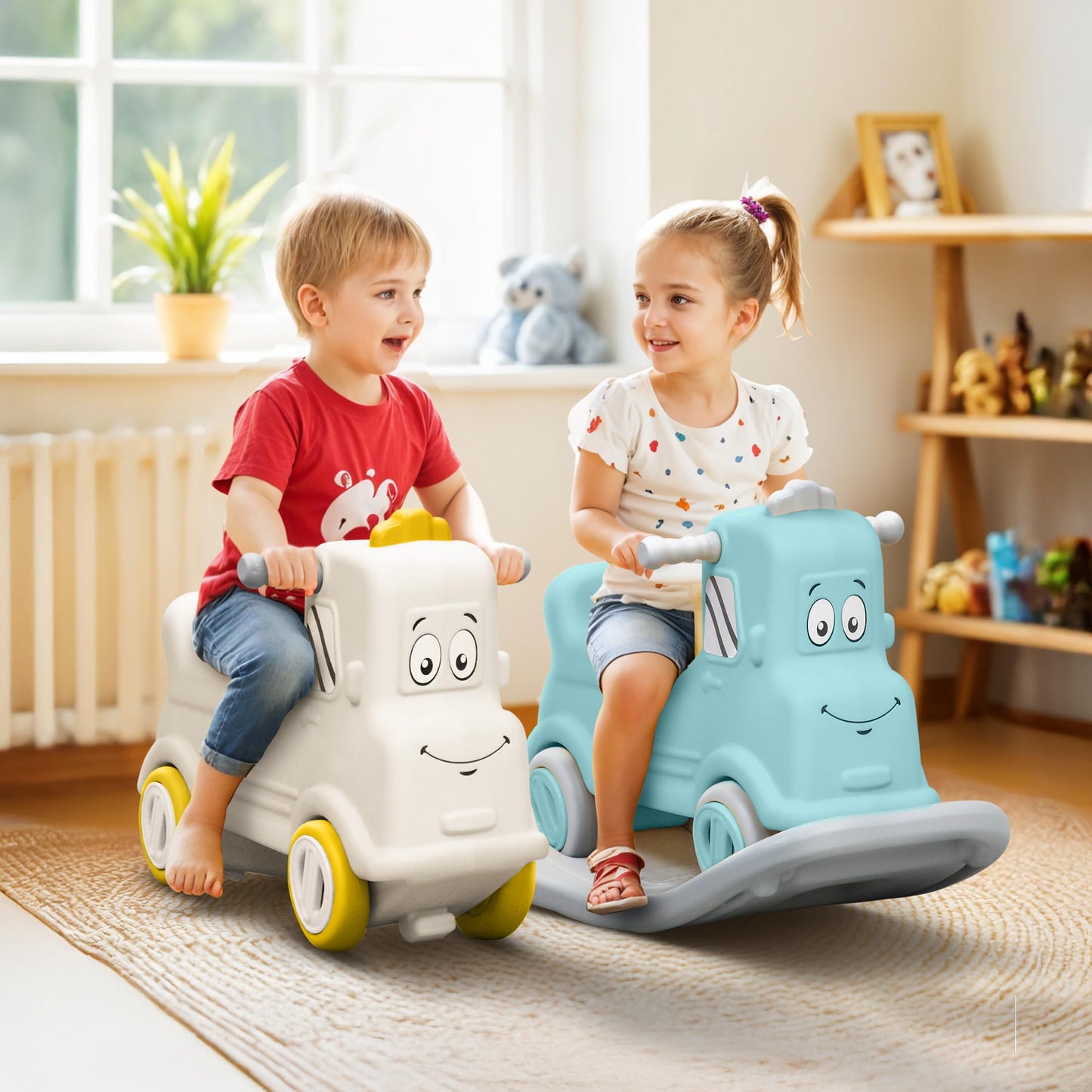 Happy Bear 3-in-1 Rock and Roll Ride-On | Push Car for 1 – 5 Years | Rocking Horse for Toddlers | Balance Board | Safe, Sturdy & Fun Indoor Toy - Yellow