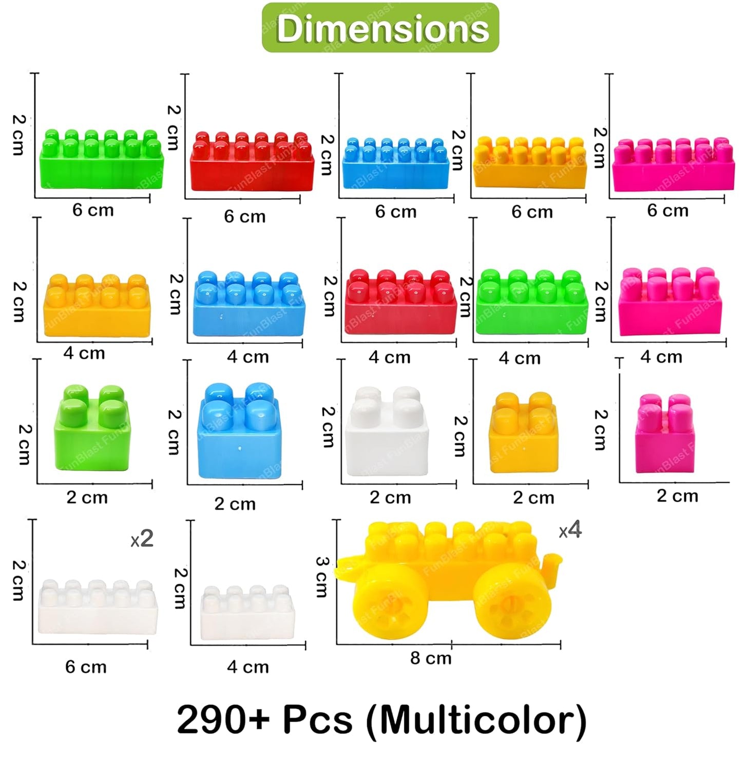 FunBlast DIY Plastic Building Blocks for Kids Building Blocks Toy for Kids Puzzle Games for Kid, Toys for Children Educational & Learning Toy for Kid, Girls & Boys - (250+ Blocks with 38 Wheels)