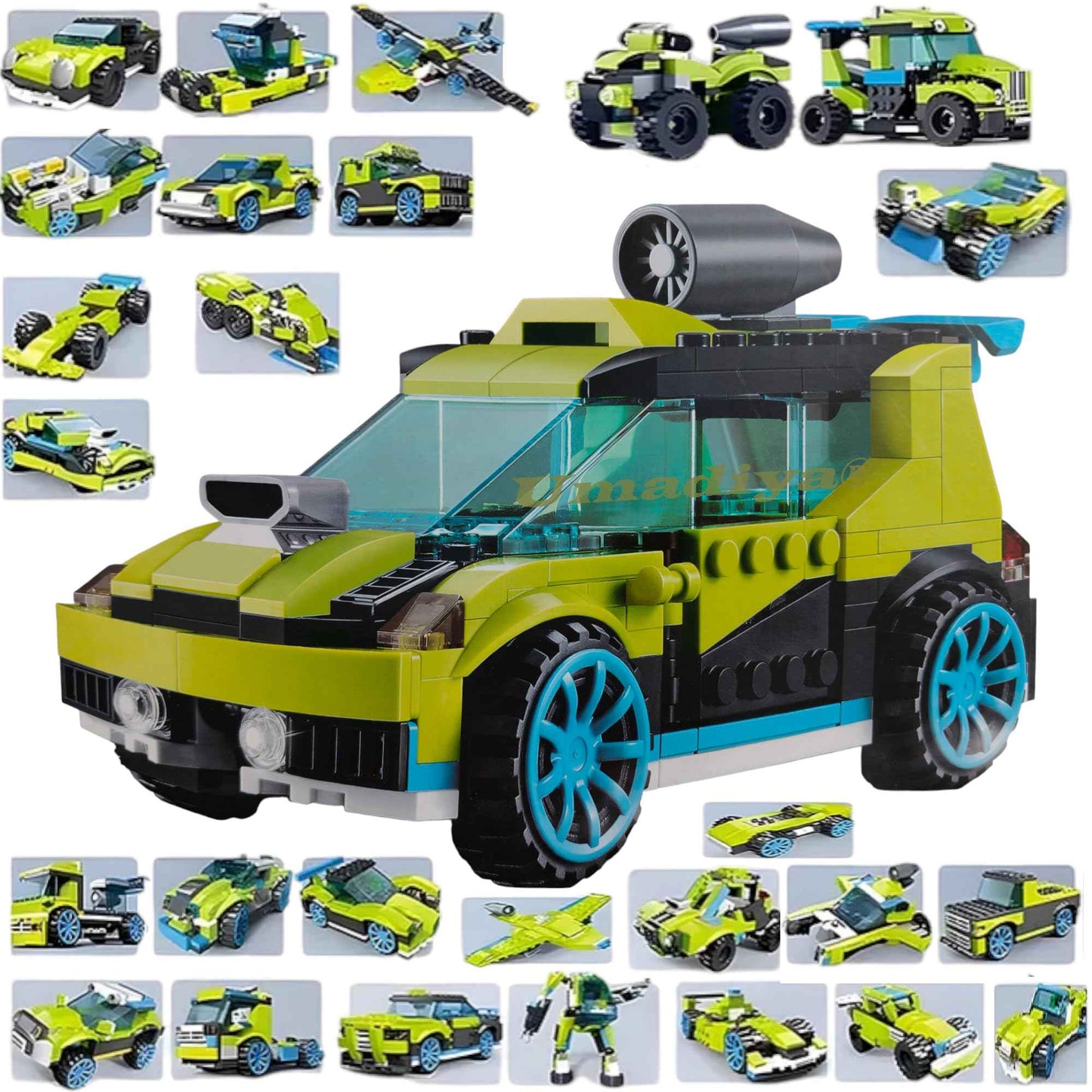 Umadiya® 36-in-1 Magic Building Blocks Set | 256+ Pieces | Creative Construction Toy for Kids | Includes Instruction Manual | Ideal for Boys & Girls Ages 6+ | DIY Brick Robot, Jet, Ship Models