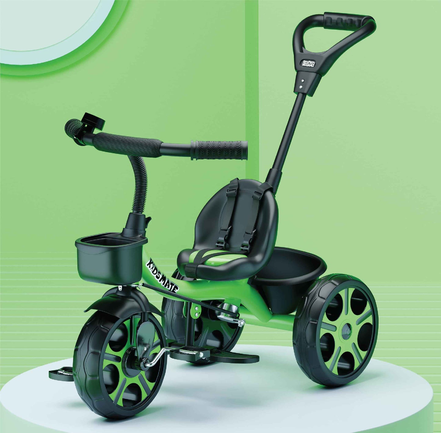 Kidsmate Xplorer 3-in-1 Tricycle for Kids | Durable Plug & Play Baby Trike with EVA Wheels, Safety Rail & Push Handle for Parents | Safe & Comfortable Ride for Toddlers 12-48 Months - Blue