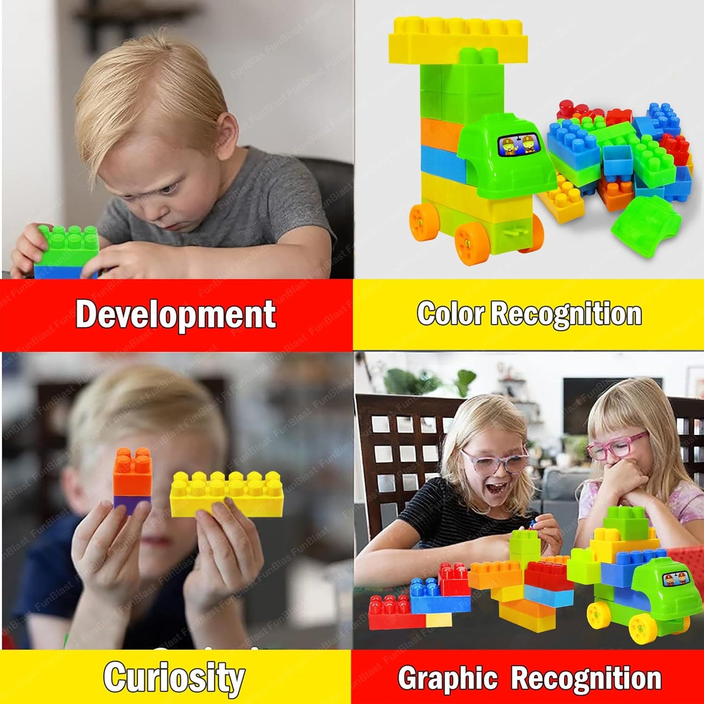 FunBlast DIY Plastic Building Blocks for Kids Building Blocks Toy for Kids Puzzle Games for Kid, Toys for Children Educational & Learning Toy for Kid, Girls & Boys - (250+ Blocks with 38 Wheels)