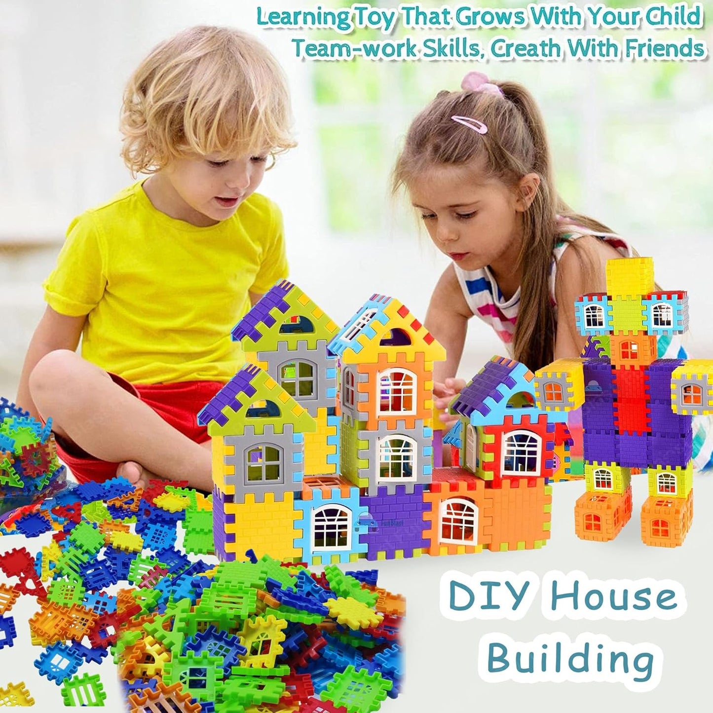 FunBlast DIY Plastic Building Blocks for Kids Building Blocks Toy for Kids Puzzle Games for Kid, Toys for Children Educational & Learning Toy for Kid, Girls & Boys - (250+ Blocks with 38 Wheels)