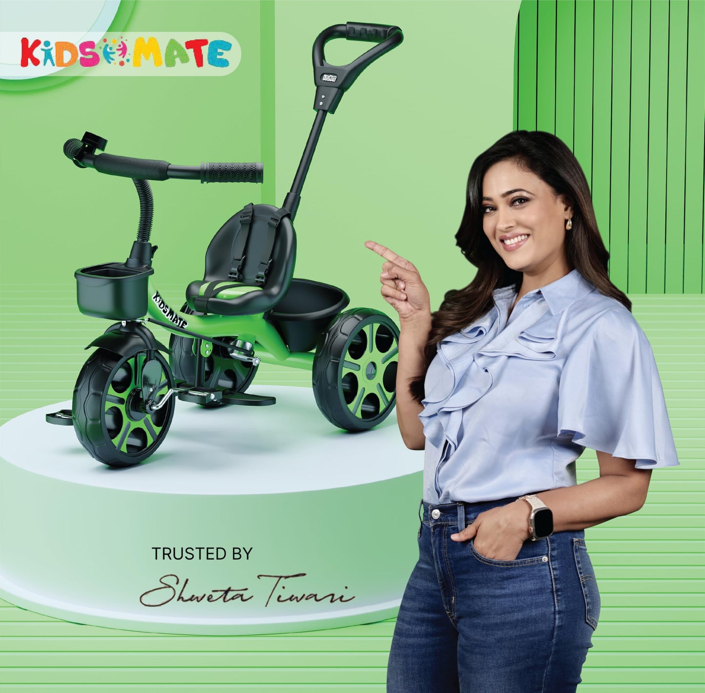 Kidsmate Xplorer 3-in-1 Tricycle for Kids | Durable Plug & Play Baby Trike with EVA Wheels, Safety Rail & Push Handle for Parents | Safe & Comfortable Ride for Toddlers 12-48 Months