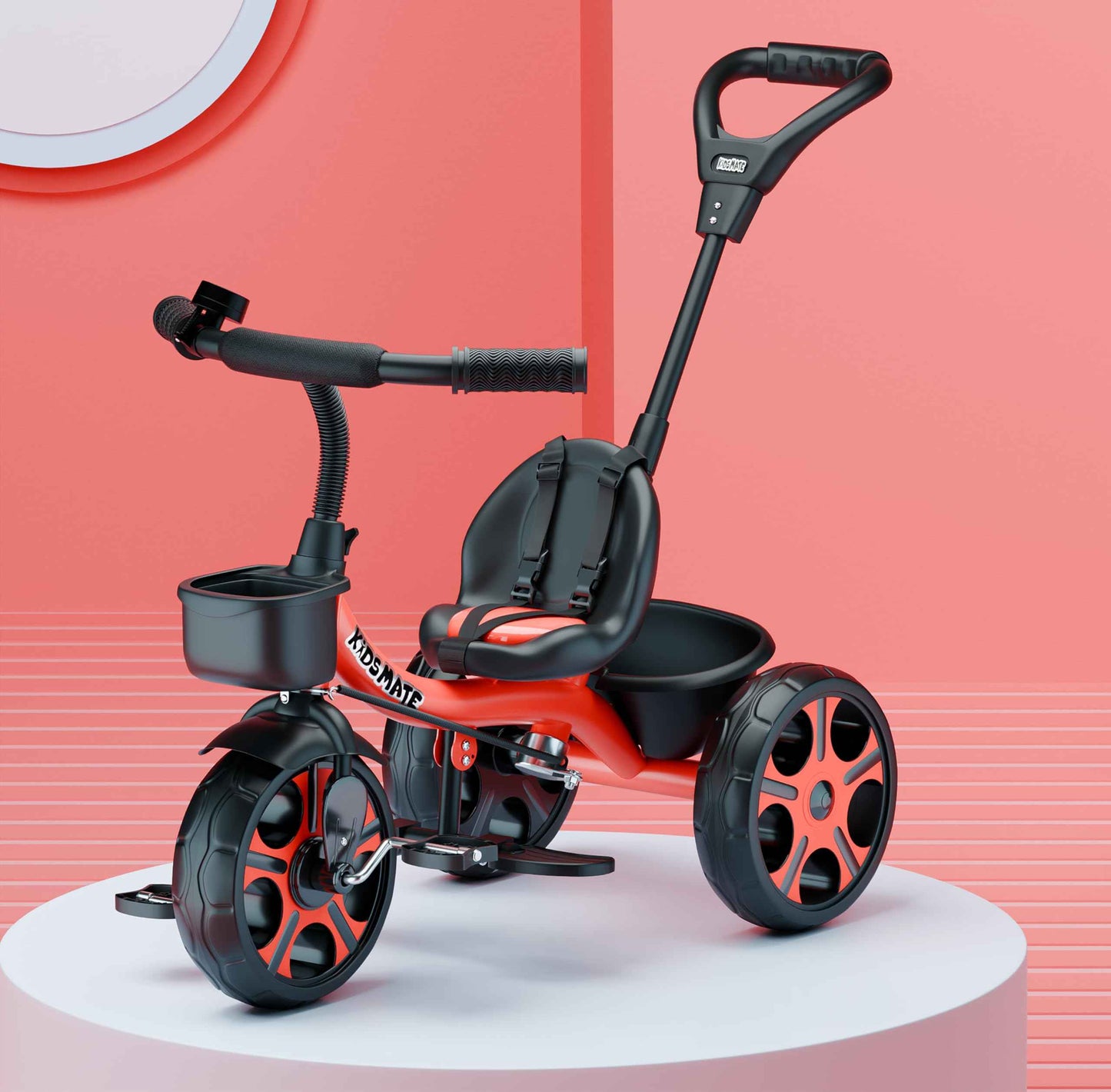 Kidsmate Xplorer 3-in-1 Tricycle for Kids | Durable Plug & Play Baby Trike with EVA Wheels, Safety Rail & Push Handle for Parents | Safe & Comfortable Ride for Toddlers 12-48 Months - Blue