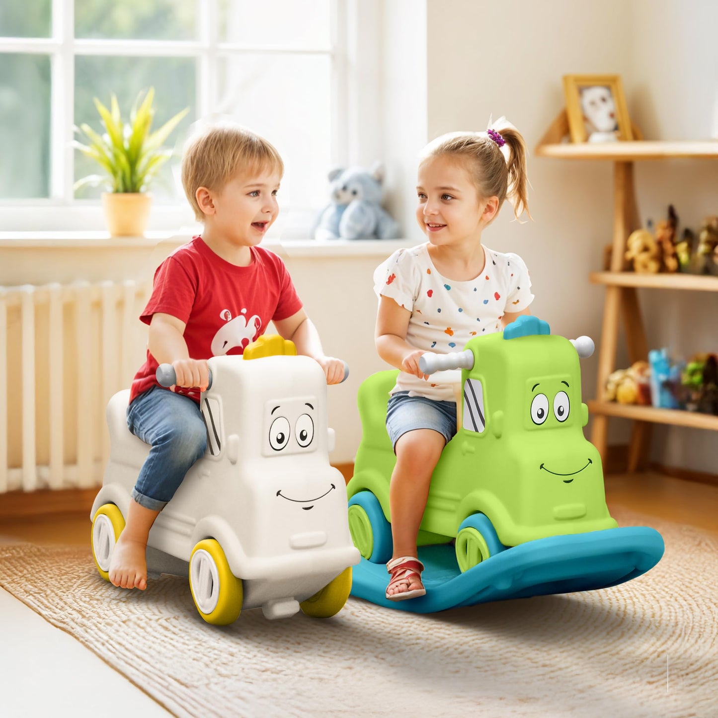 Happy Bear 3-in-1 Rock and Roll Ride-On | Push Car for 1 – 5 Years | Rocking Horse for Toddlers | Balance Board | Safe, Sturdy & Fun Indoor Toy - Yellow