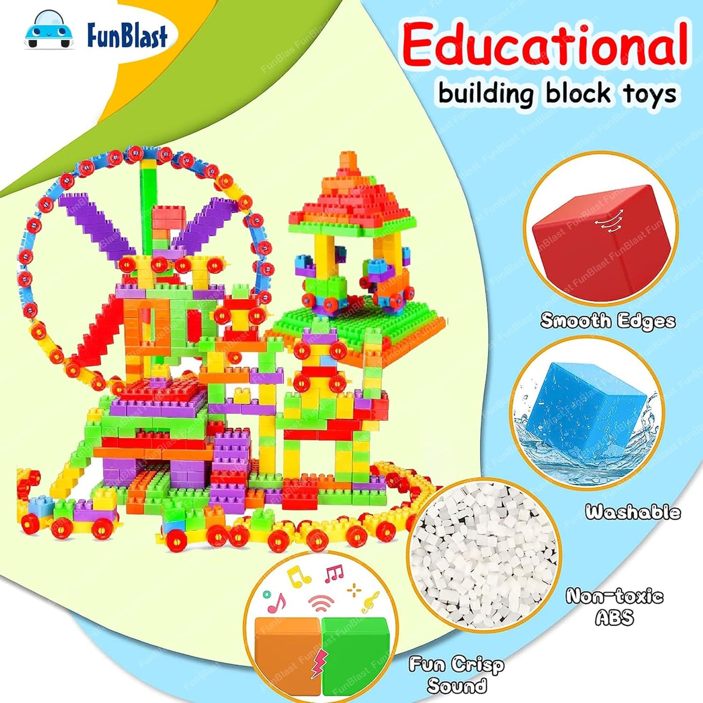FunBlast DIY Plastic Building Blocks for Kids Building Blocks Toy for Kids Puzzle Games for Kid, Toys for Children Educational & Learning Toy for Kid, Girls & Boys - (250+ Blocks with 38 Wheels)