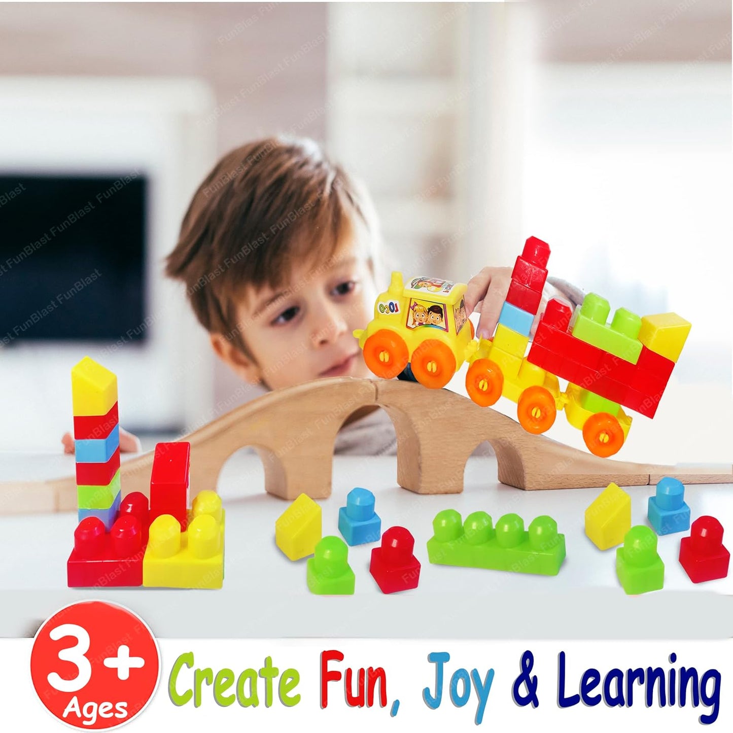 FunBlast DIY Plastic Building Blocks for Kids Building Blocks Toy for Kids Puzzle Games for Kid, Toys for Children Educational & Learning Toy for Kid, Girls & Boys - (250+ Blocks with 38 Wheels)
