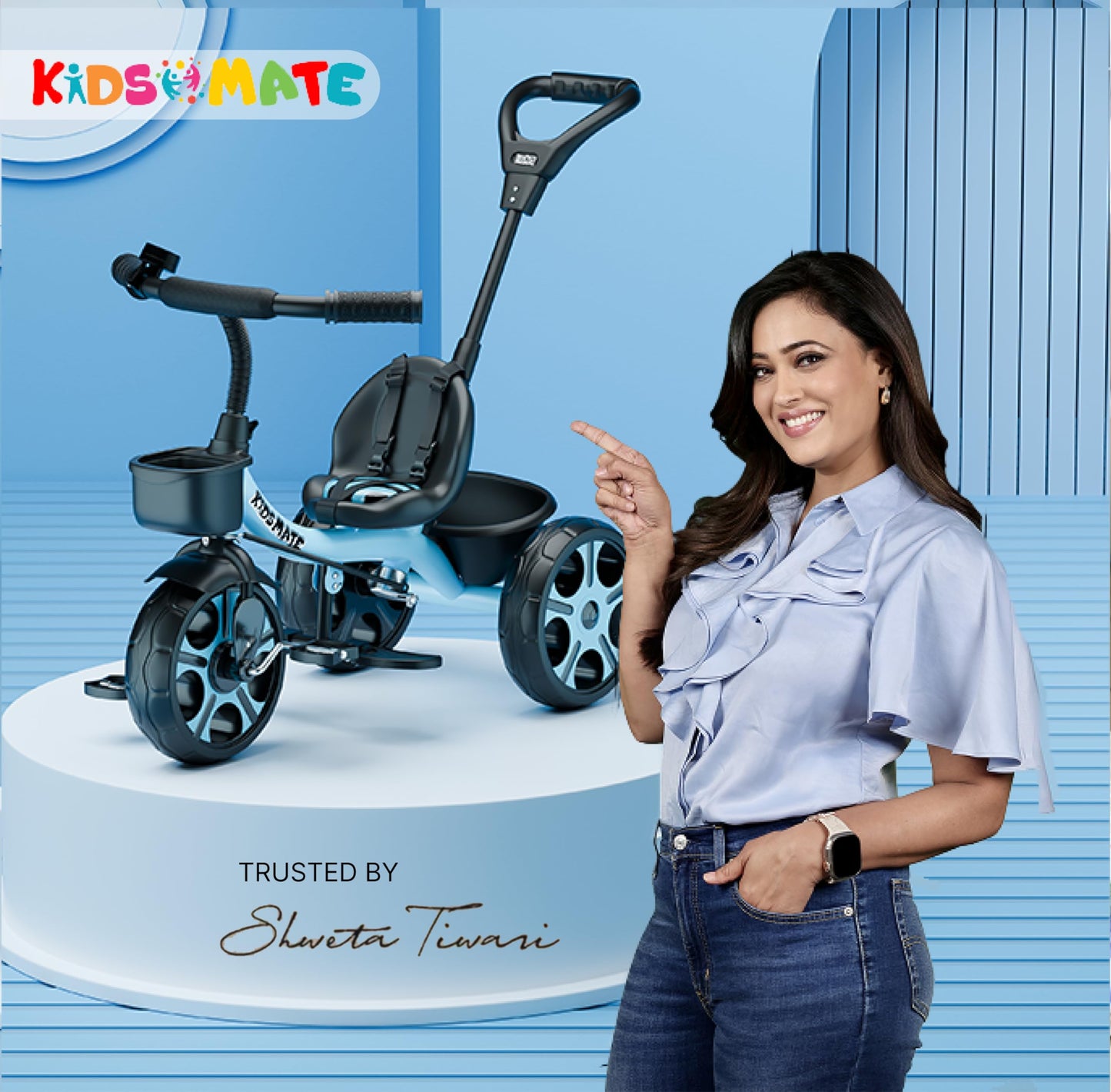 Kidsmate Xplorer 3-in-1 Tricycle for Kids | Durable Plug & Play Baby Trike with EVA Wheels, Safety Rail & Push Handle for Parents | Safe & Comfortable Ride for Toddlers 12-48 Months