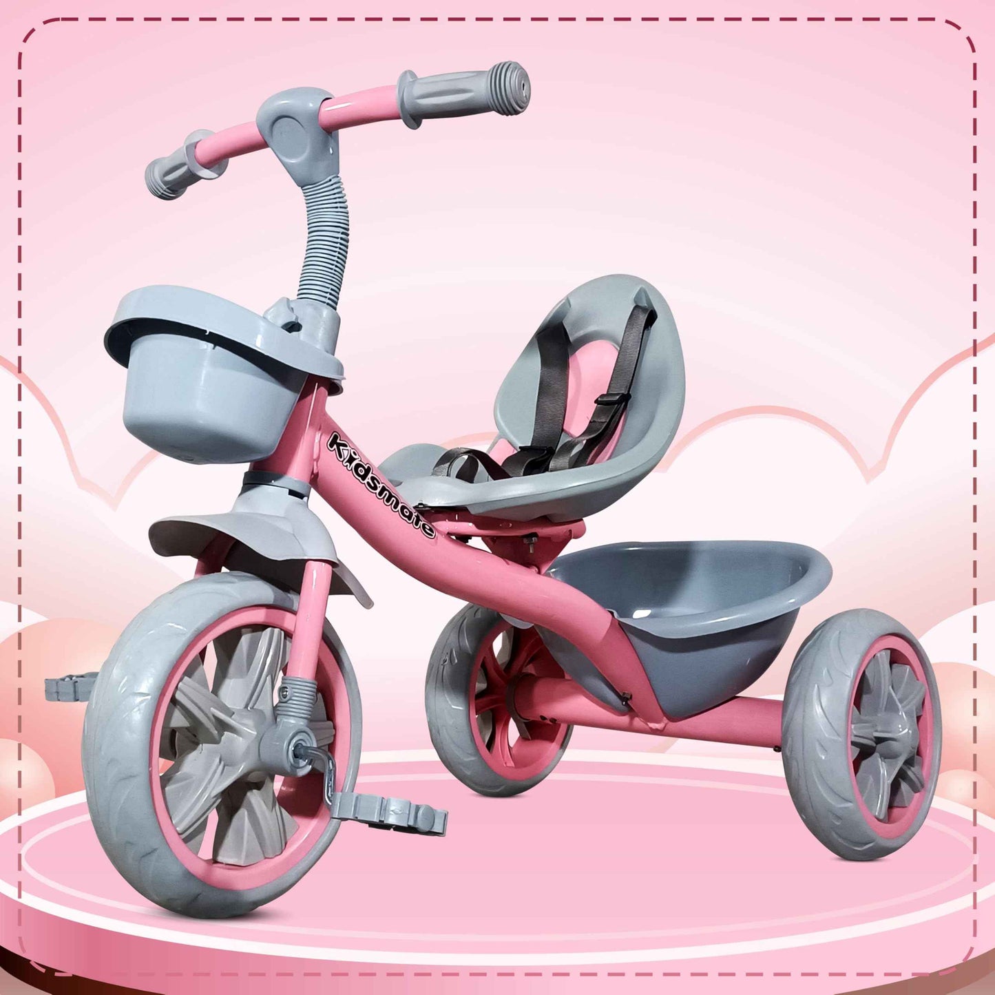 Kidsmate Xplorer 3-in-1 Tricycle for Kids | Durable Plug & Play Baby Trike with EVA Wheels, Safety Rail & Push Handle for Parents | Safe & Comfortable Ride for Toddlers 12-48 Months - Blue