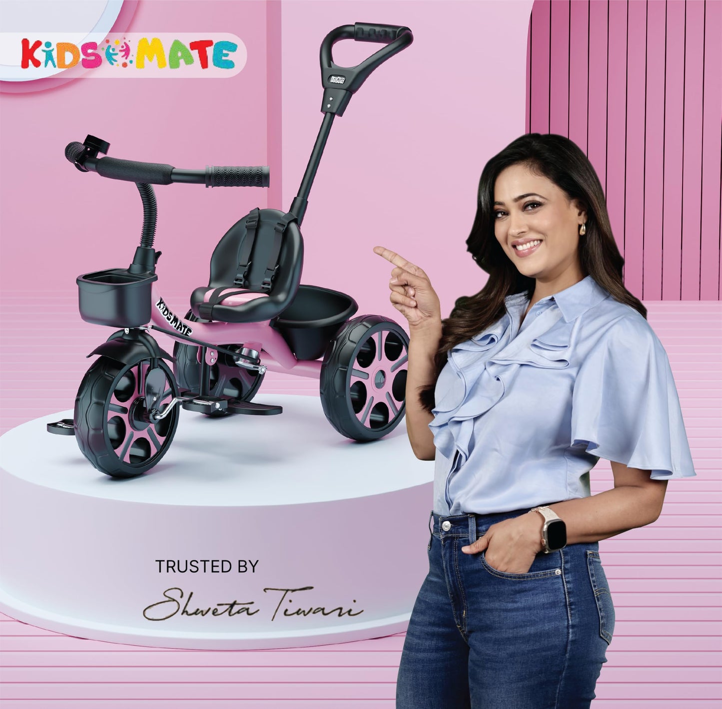 Kidsmate Xplorer 3-in-1 Tricycle for Kids | Durable Plug & Play Baby Trike with EVA Wheels, Safety Rail & Push Handle for Parents | Safe & Comfortable Ride for Toddlers 12-48 Months