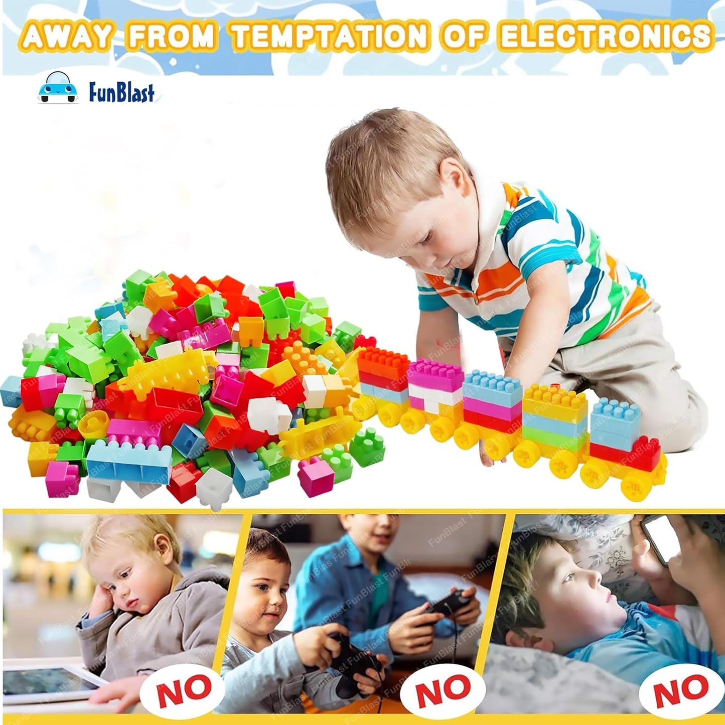 FunBlast DIY Plastic Building Blocks for Kids Building Blocks Toy for Kids Puzzle Games for Kid, Toys for Children Educational & Learning Toy for Kid, Girls & Boys - (250+ Blocks with 38 Wheels)
