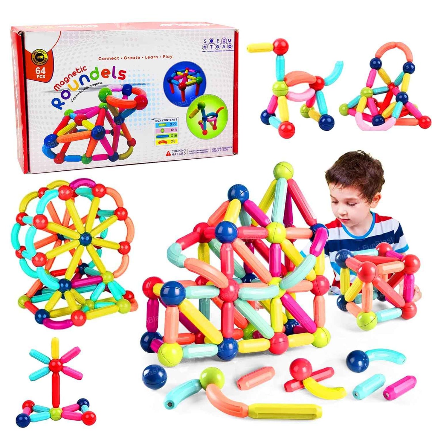 FunBlast DIY Plastic Building Blocks for Kids Building Blocks Toy for Kids Puzzle Games for Kid, Toys for Children Educational & Learning Toy for Kid, Girls & Boys - (250+ Blocks with 38 Wheels)