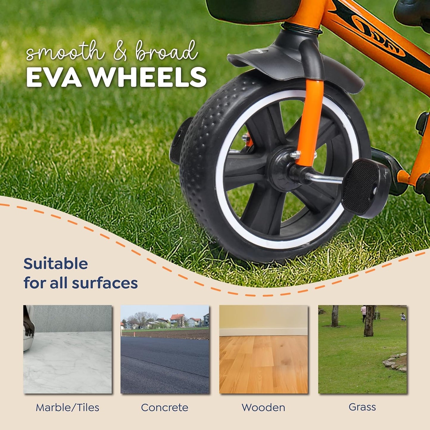 Luusa® TFT Hyper 500 PRO Canopy Plug N Play Tricycle/Baby Tricycle with Parental Control for Age Group 2+ Years Boys/Girls/Carrying Capacity Upto 30-KGS Proudly Made in India (ICE-Blue)